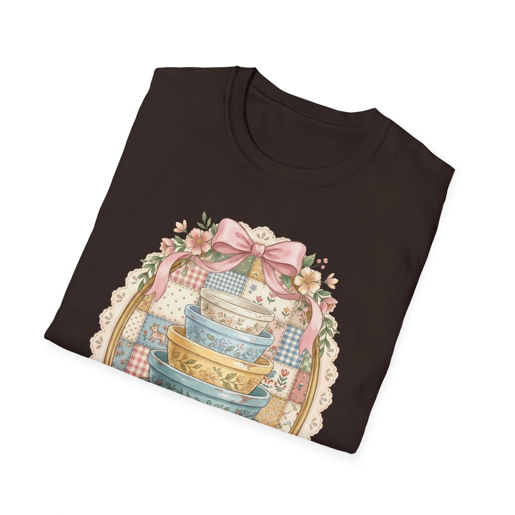 Vintage Mixing Bowls T-Shirt — Shabby Chic Kitchen Stack Graphic Tee