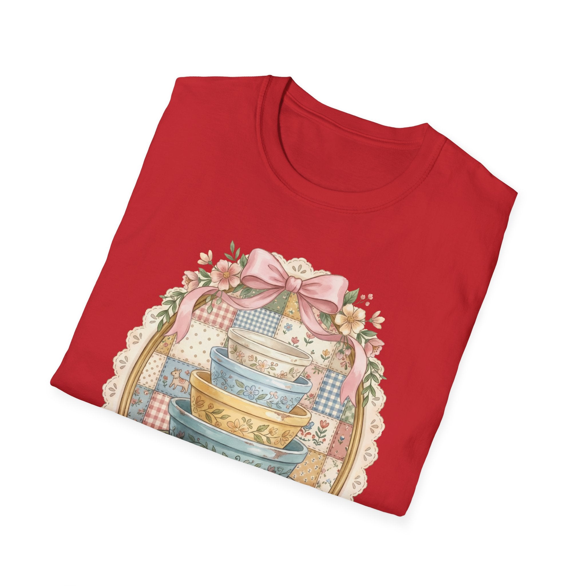 Vintage Mixing Bowls T-Shirt — Shabby Chic Kitchen Stack Graphic Tee