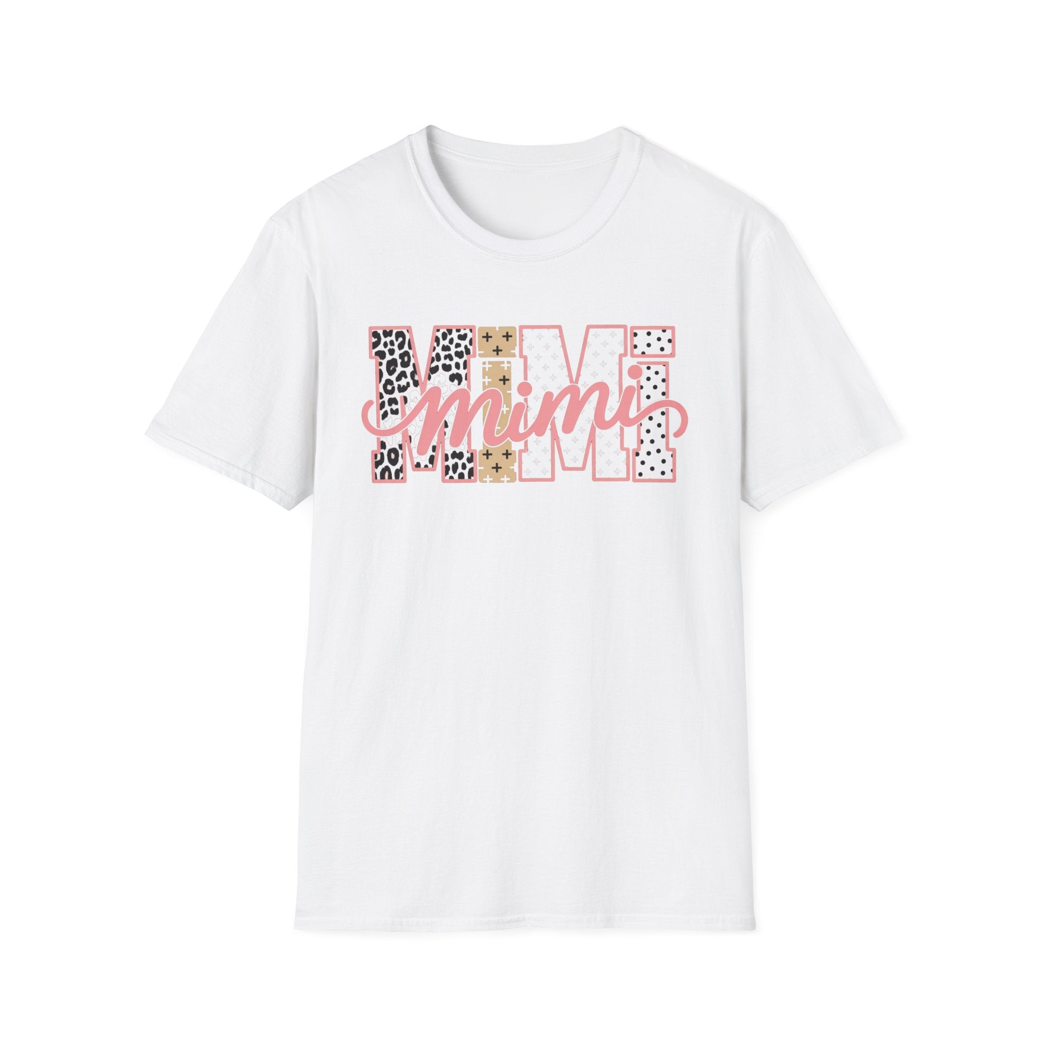 Mimi Leopard Patchwork T‑Shirt — Cute Floral & Animal Print "Mimi" Graphic Tee