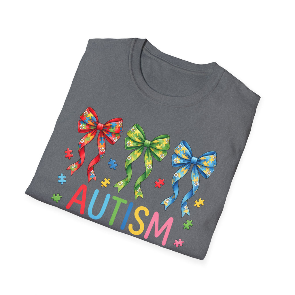 Autism Awareness T-Shirt — "Autism: Accept • Understand • Love" with Colorful Ribbon Bows