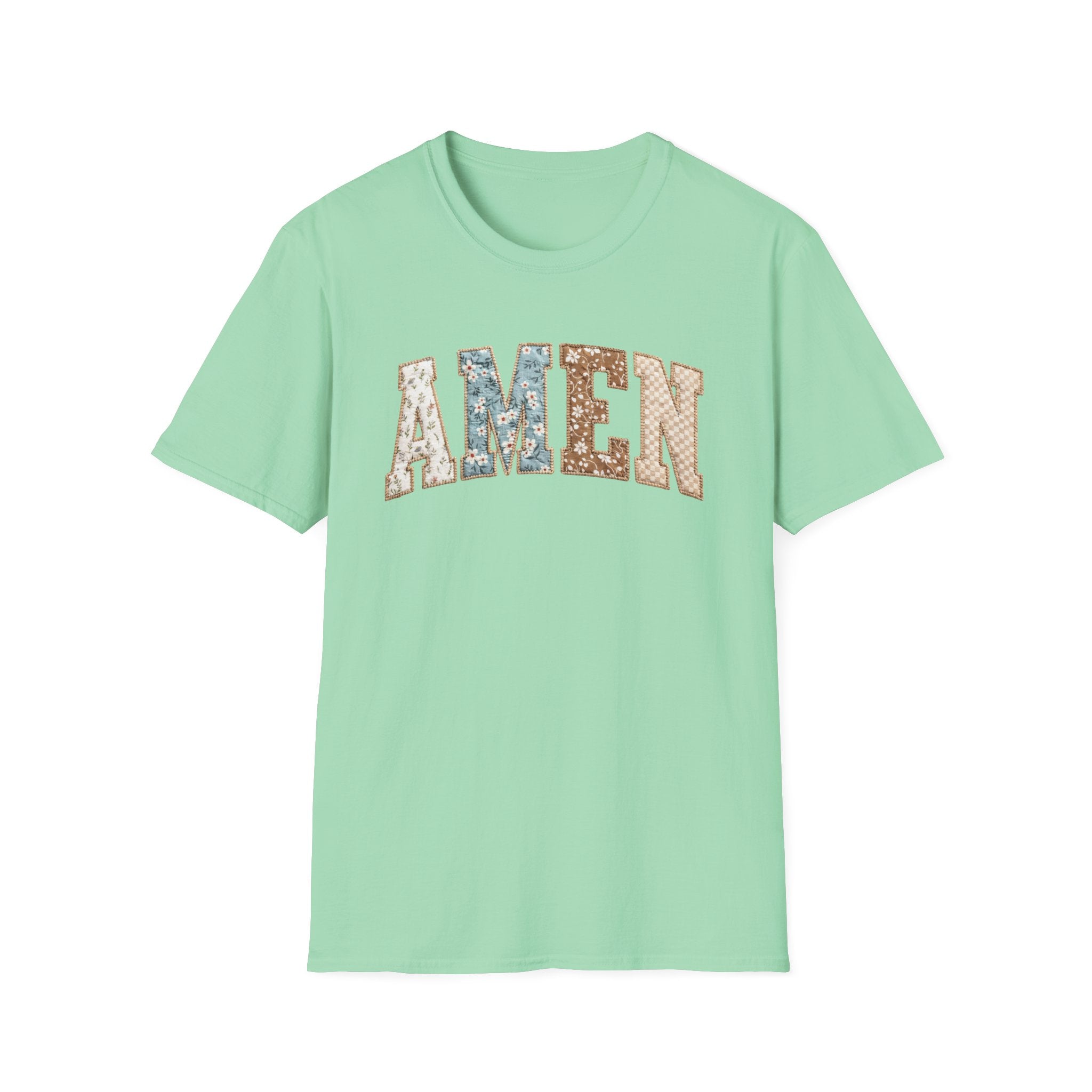 Amen Floral T-Shirt — Vintage Patchwork Faith Tee