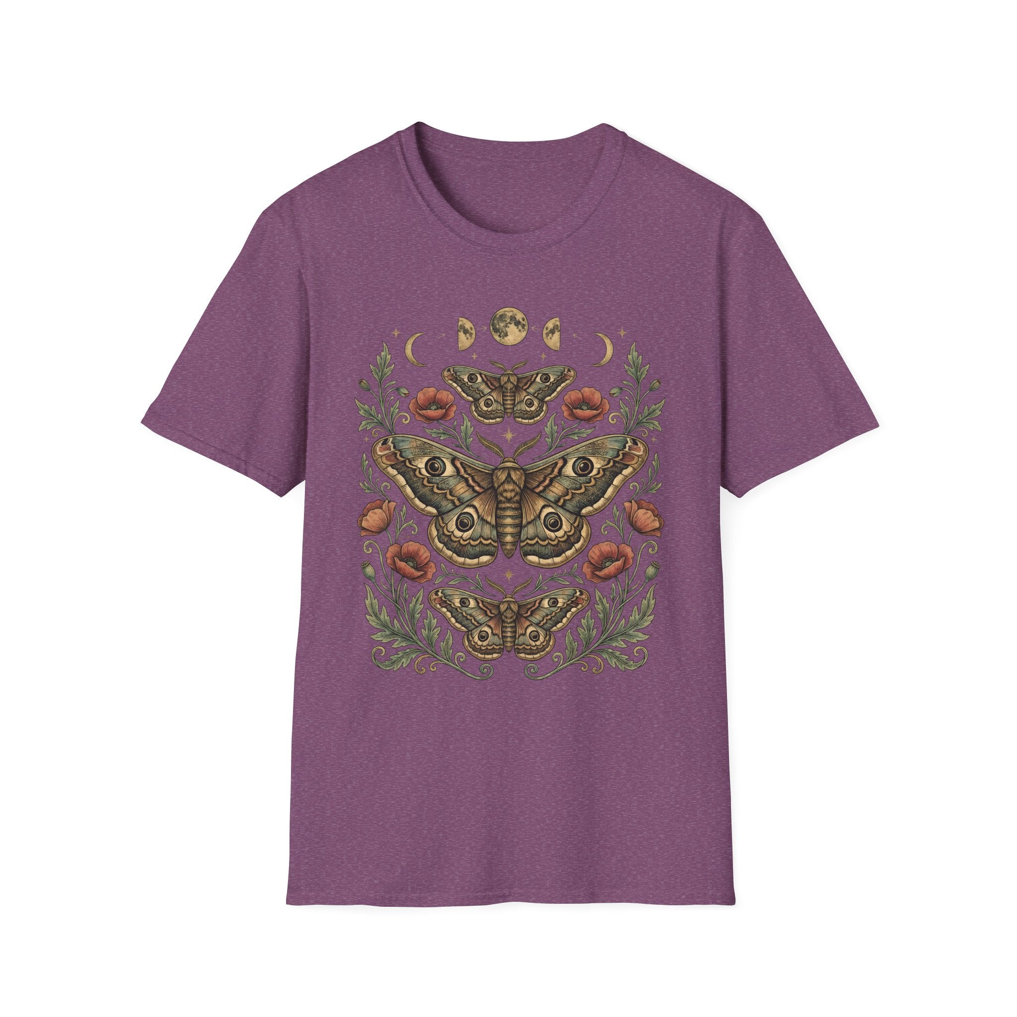 Moth & Moon Botanical T-Shirt — Vintage Poppy Moth Graphic Tee