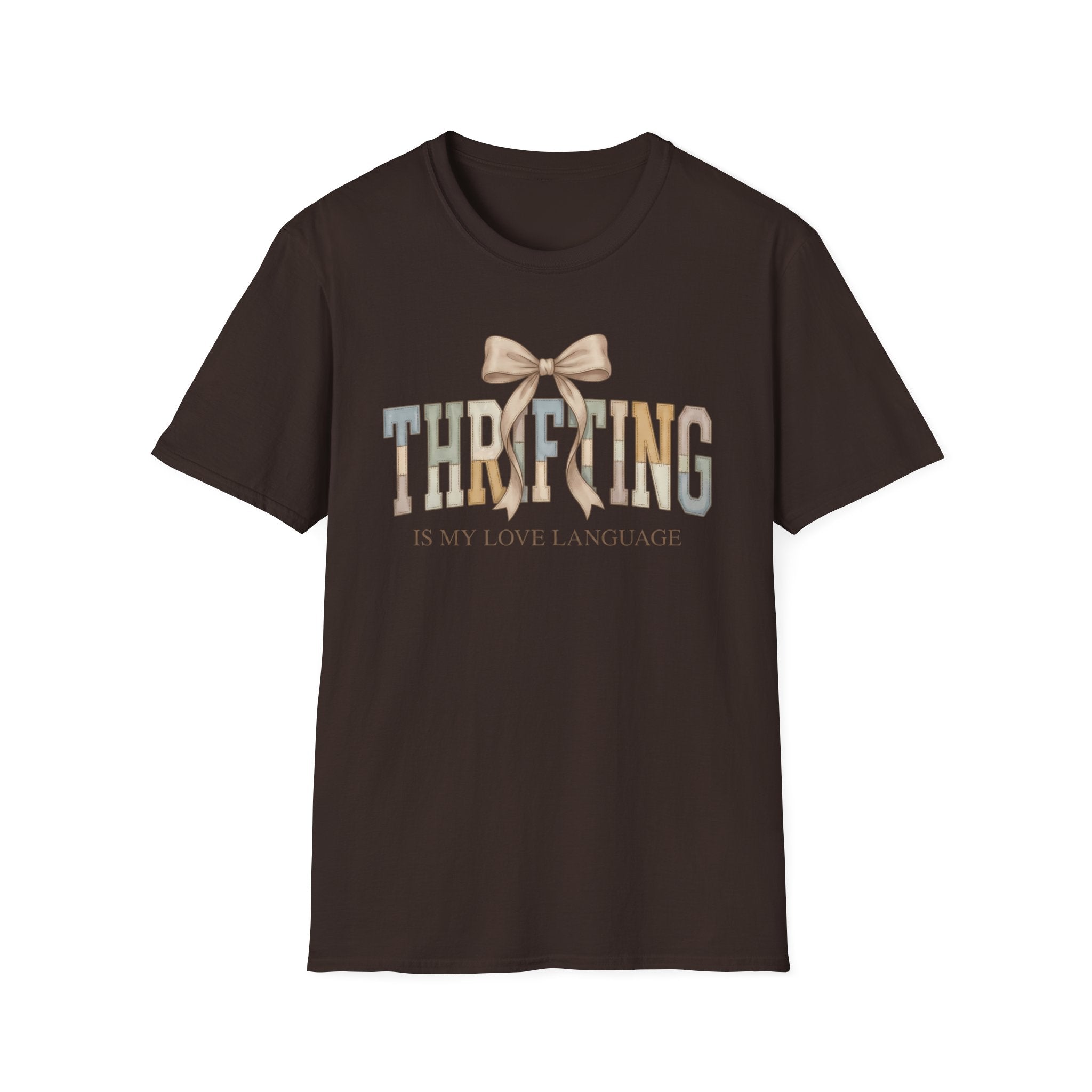 Thrifting Is My Love Language T-Shirt – Retro Bow Vintage Vibe Tee for Thrift Lovers