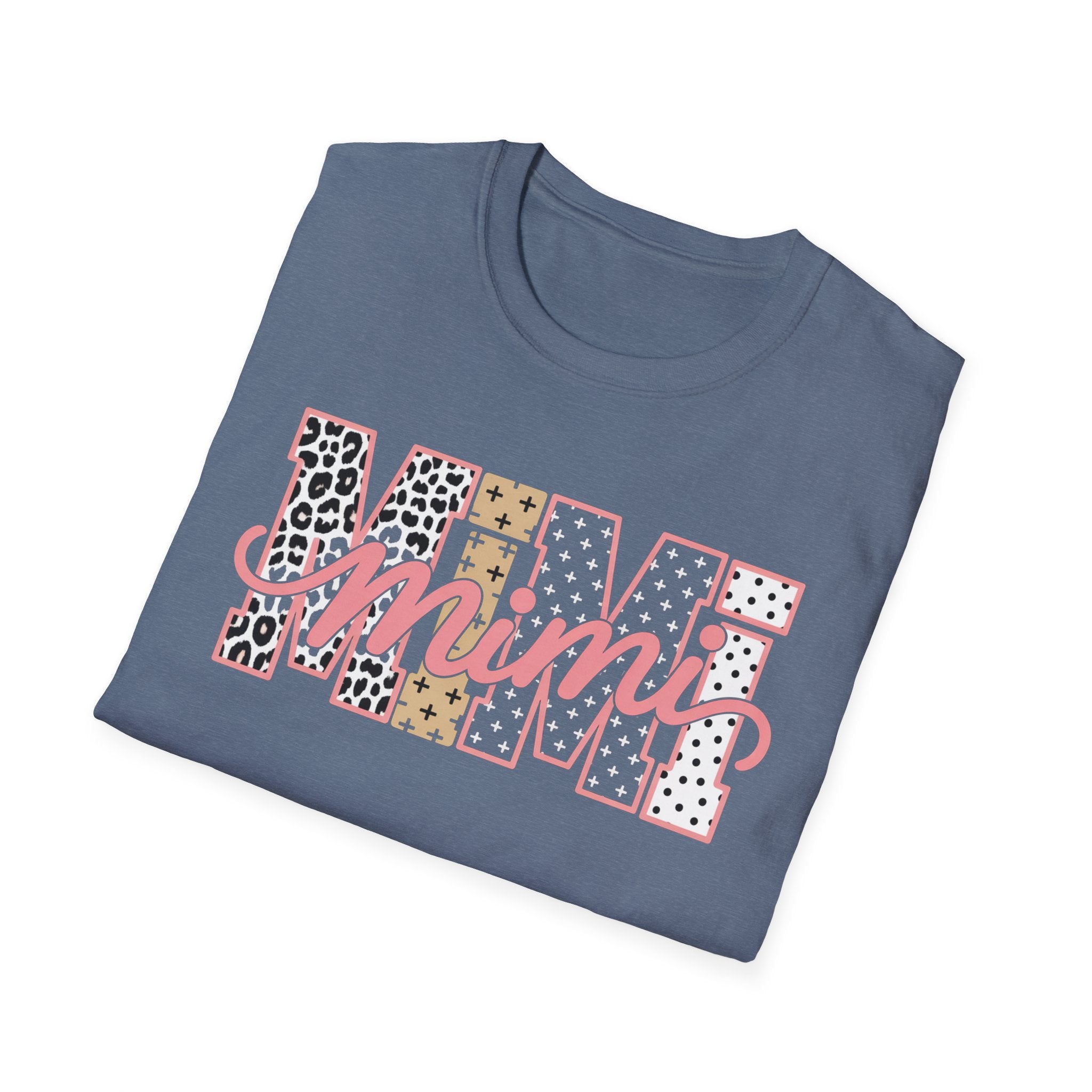 Mimi Leopard Patchwork T‑Shirt — Cute Floral & Animal Print "Mimi" Graphic Tee
