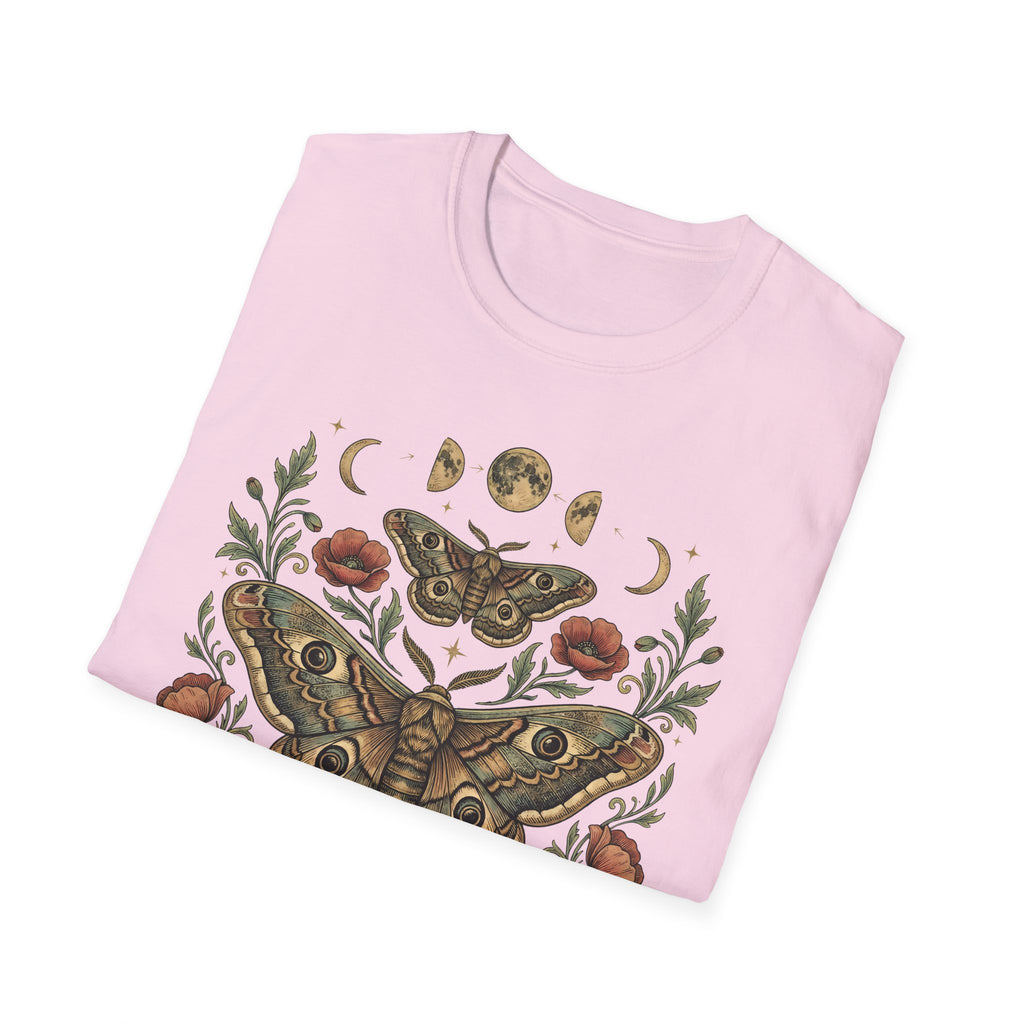 Moth & Moon Botanical T-Shirt — Vintage Poppy Moth Graphic Tee