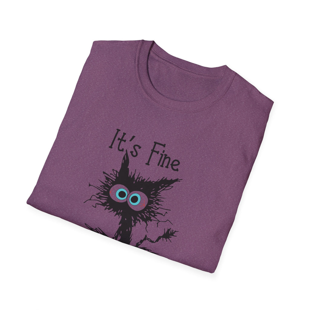 It's Fine Cat T-Shirt — Funny Grunge Cat Graphic Tee ("It's Fine I'm Fine Everything Is Fine")