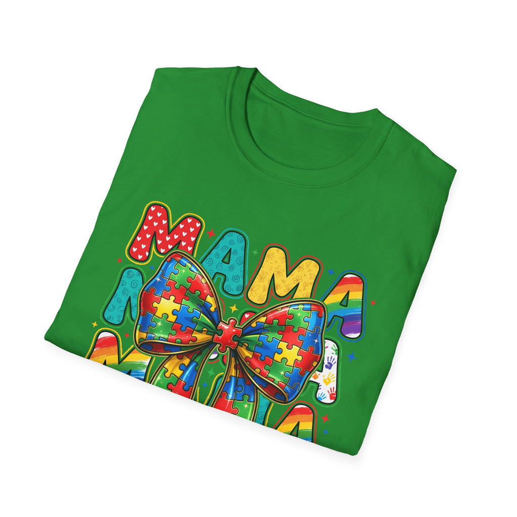 Autism Awareness Mama T-Shirt — Puzzle Ribbon Mom Tee for Autism Support