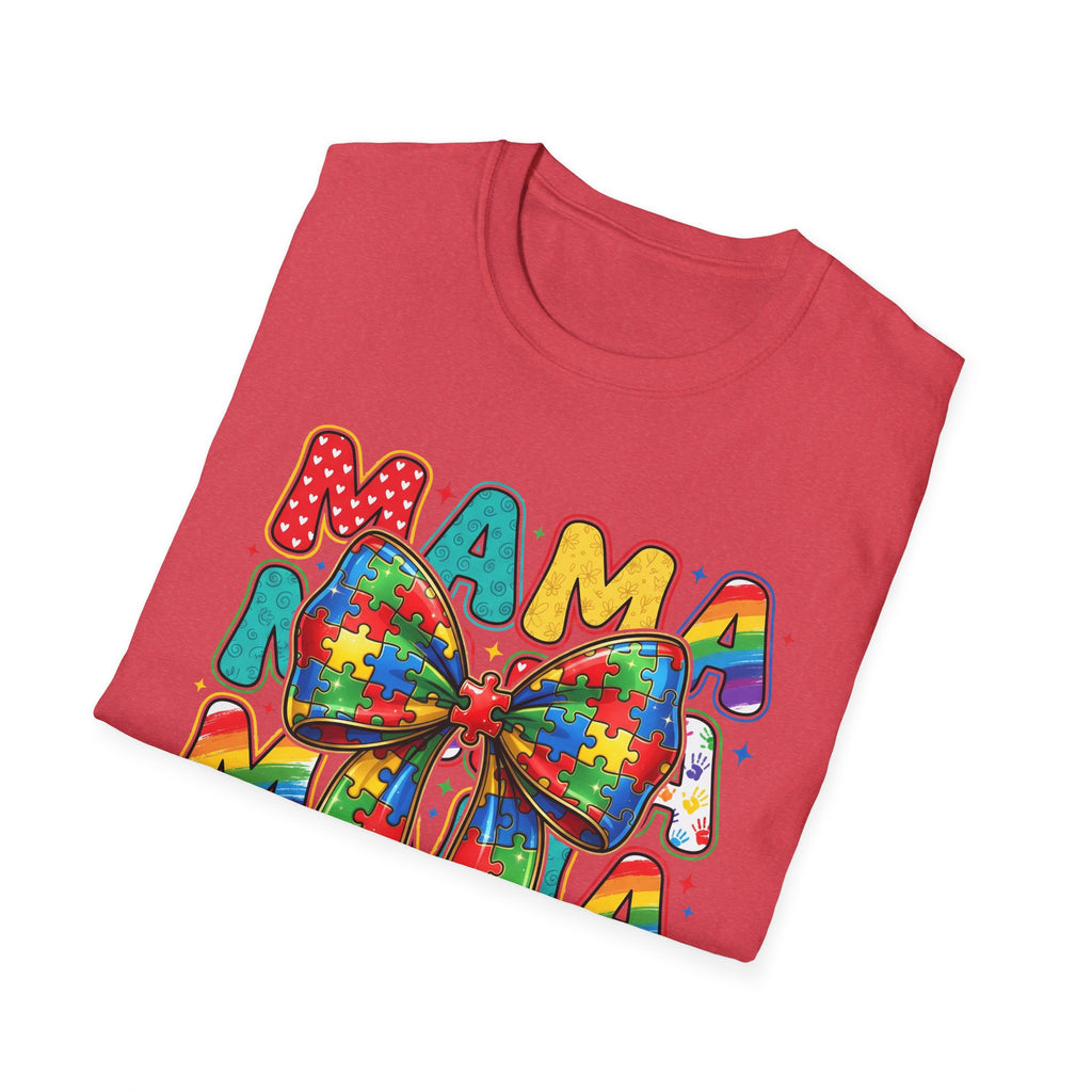 Autism Awareness Mama T-Shirt — Puzzle Ribbon Mom Tee for Autism Support