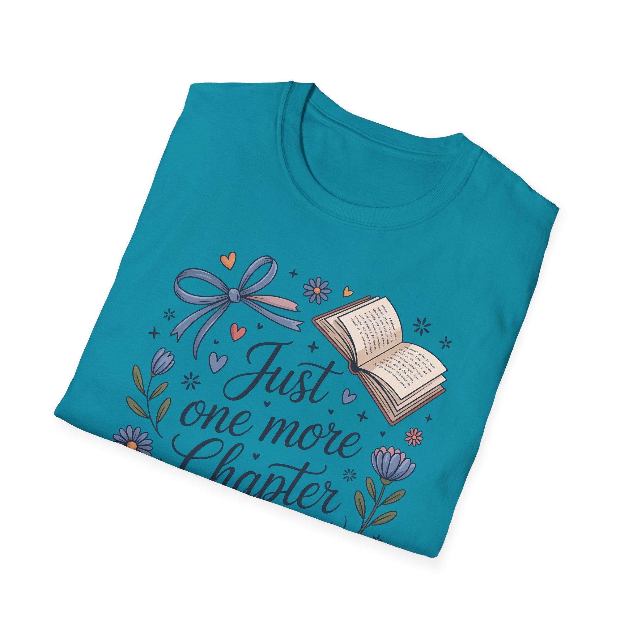 T-Shirt — "Just One More Chapter" Book Lover Tee with Glasses & Coffee