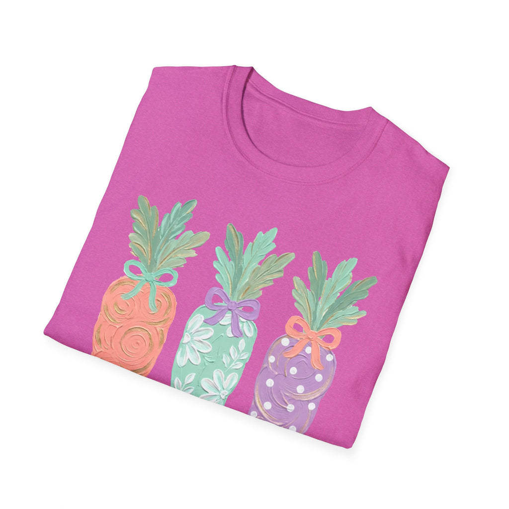 Carrot Trio Graphic T-Shirt — Pastel Floral Easter Tee