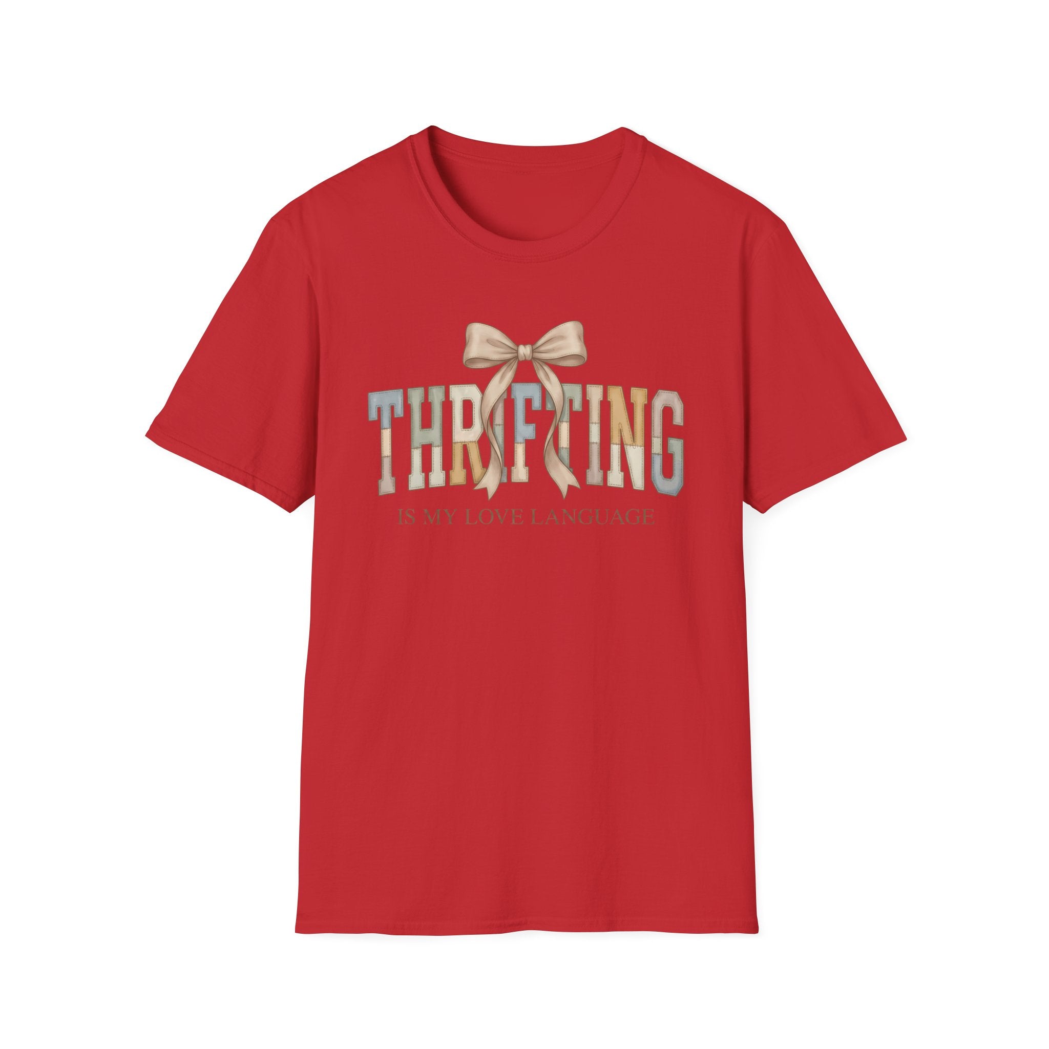 Thrifting Is My Love Language T-Shirt – Retro Bow Vintage Vibe Tee for Thrift Lovers