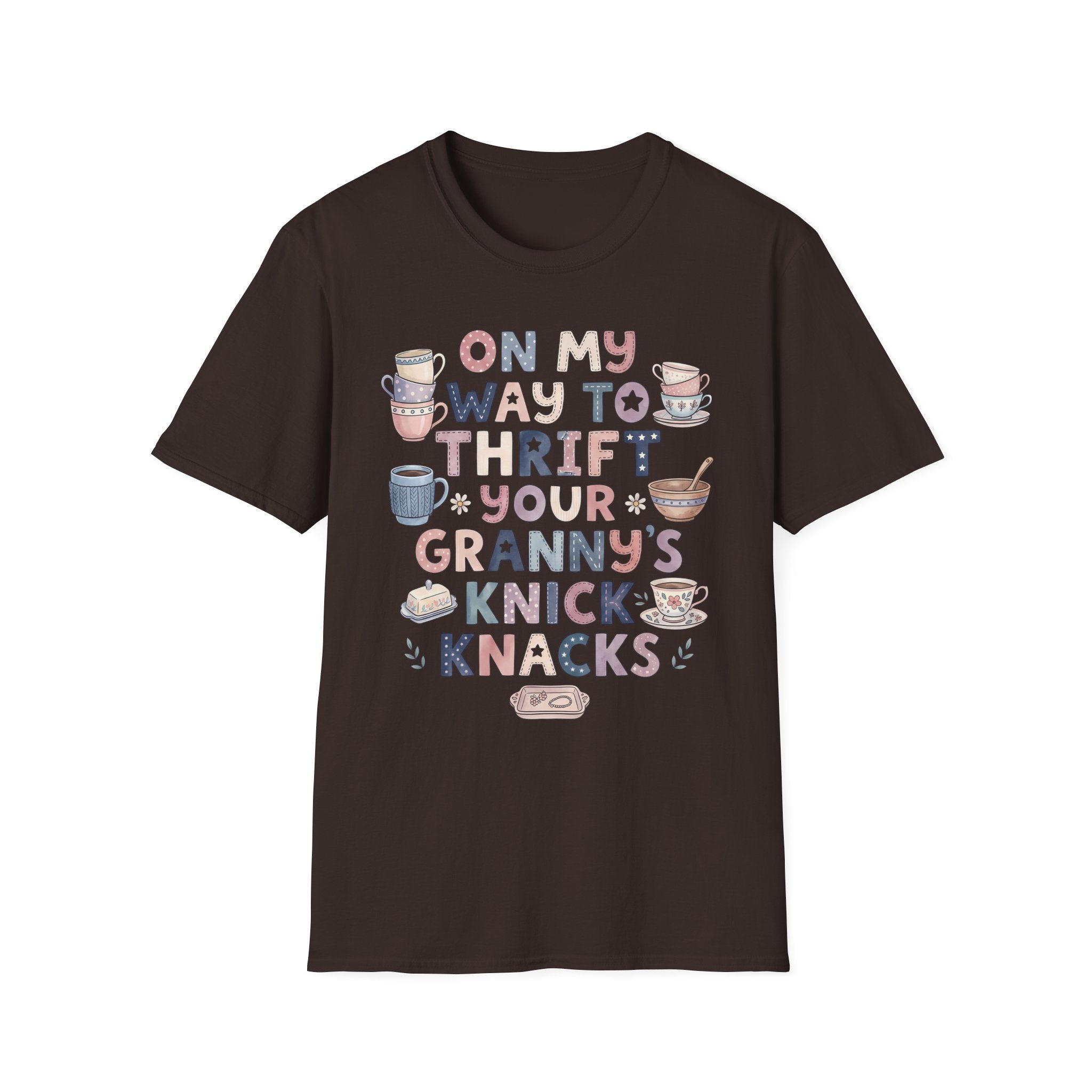 Thrifted Finds Tee — “On My Way to Thrift Your Granny’s Knick Knacks” Vintage Coffee Graphic T-Shirt