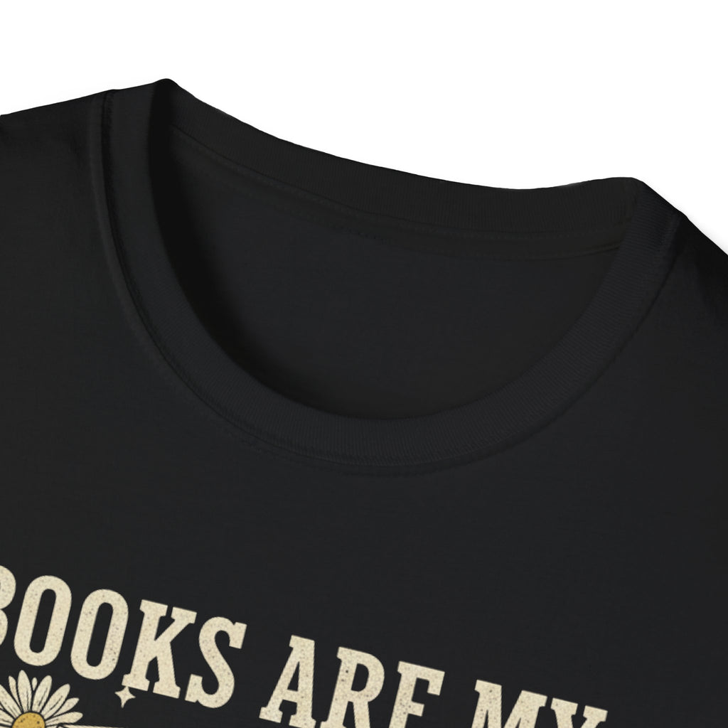 Books Are My Therapy T-Shirt — Stack of Books & Coffee Literary Tee