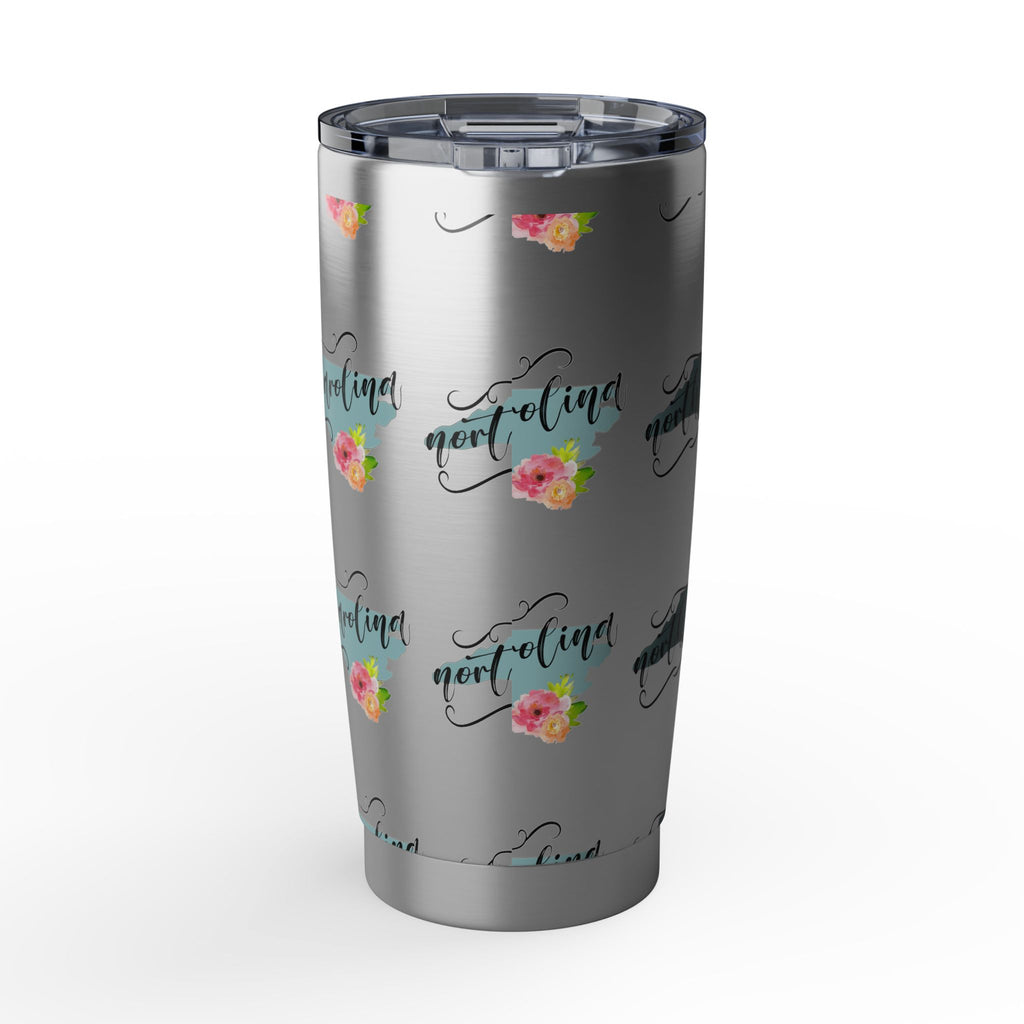 North Carolina Floral Travel Tumbler — 20oz Insulated Stainless Cup