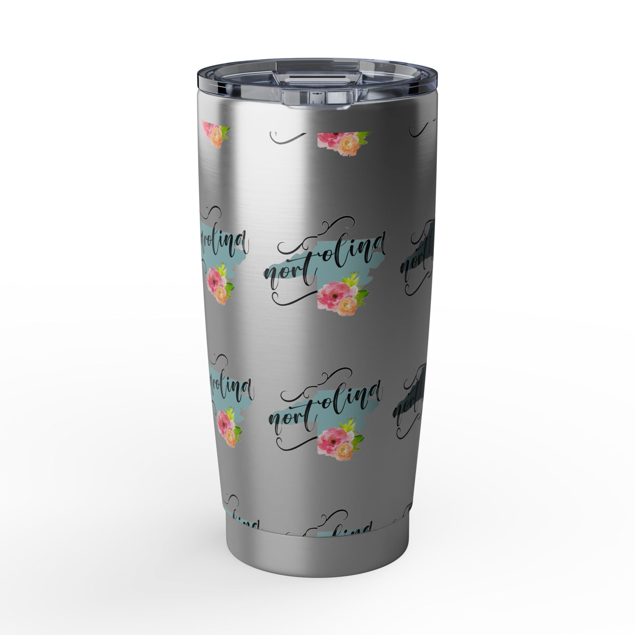 North Carolina Floral Travel Tumbler — 20oz Insulated Stainless Cup