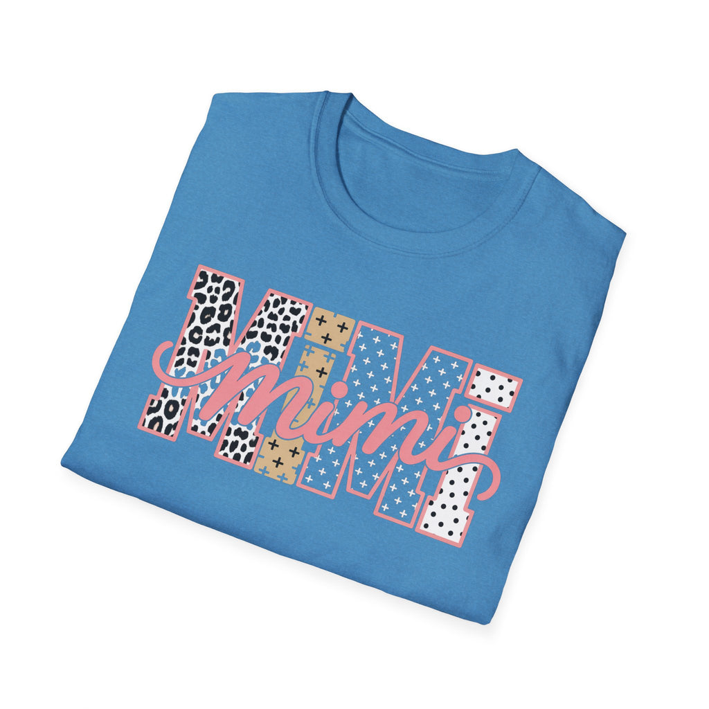 Mimi Leopard Patchwork T‑Shirt — Cute Floral & Animal Print "Mimi" Graphic Tee
