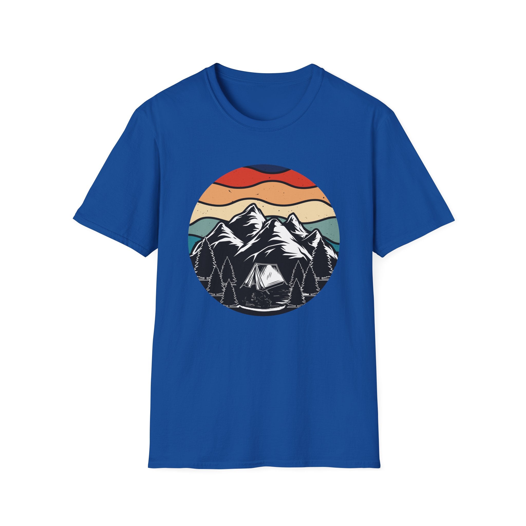 Retro Mountain Graphic T-Shirt — Sunset Camping Wilderness Tee