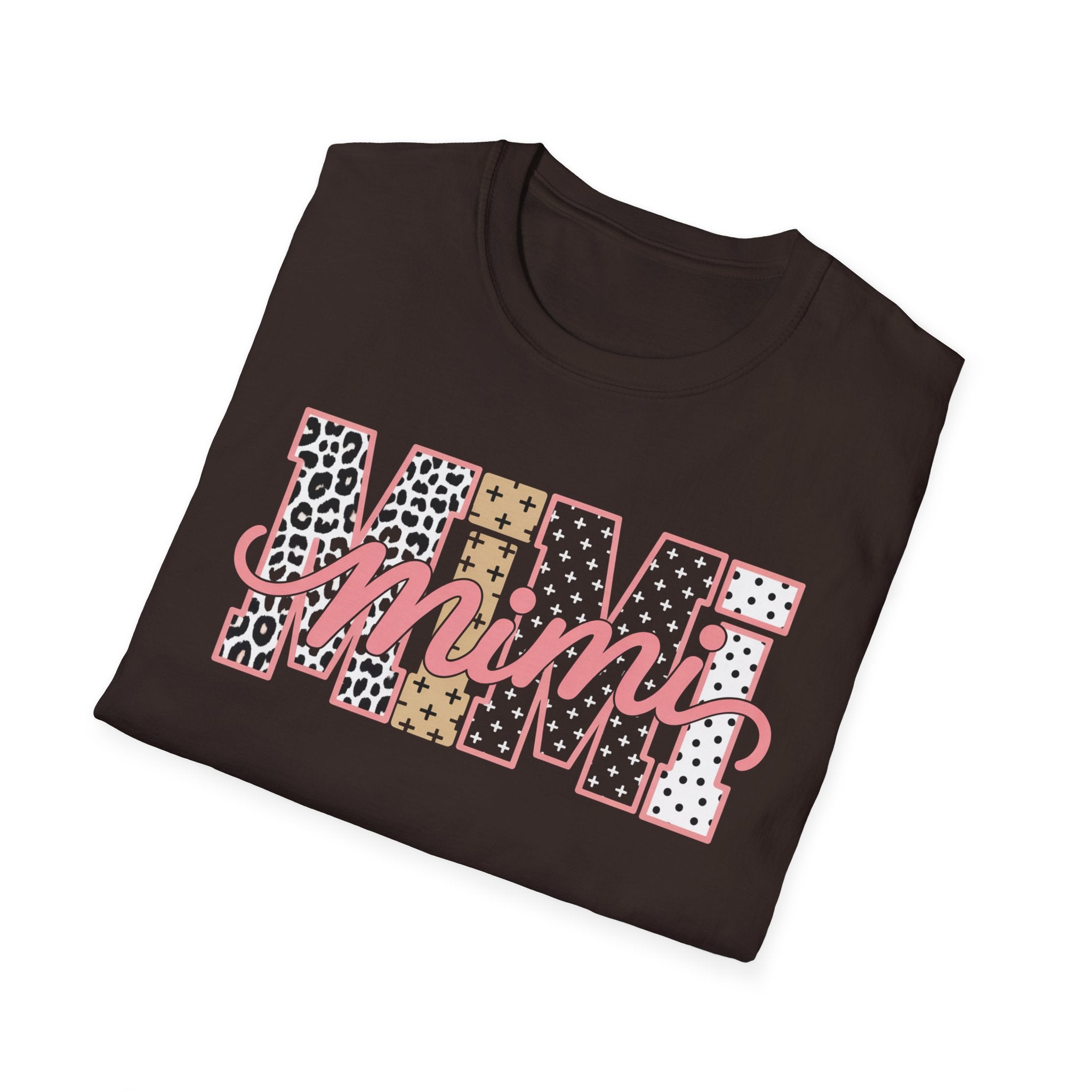 Mimi Leopard Patchwork T‑Shirt — Cute Floral & Animal Print "Mimi" Graphic Tee