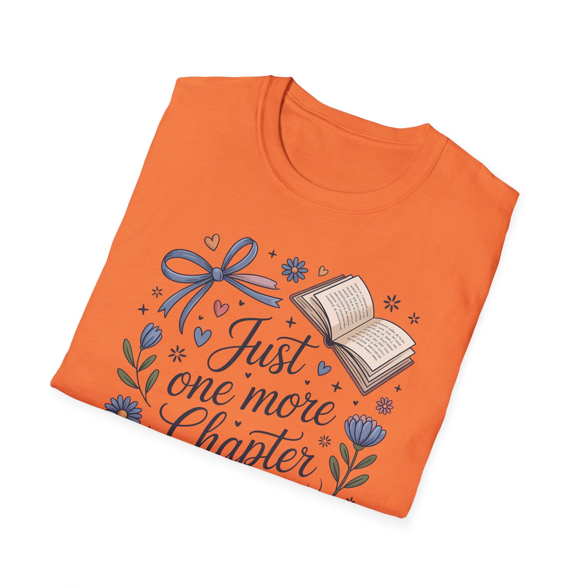 T-Shirt — "Just One More Chapter" Book Lover Tee with Glasses & Coffee