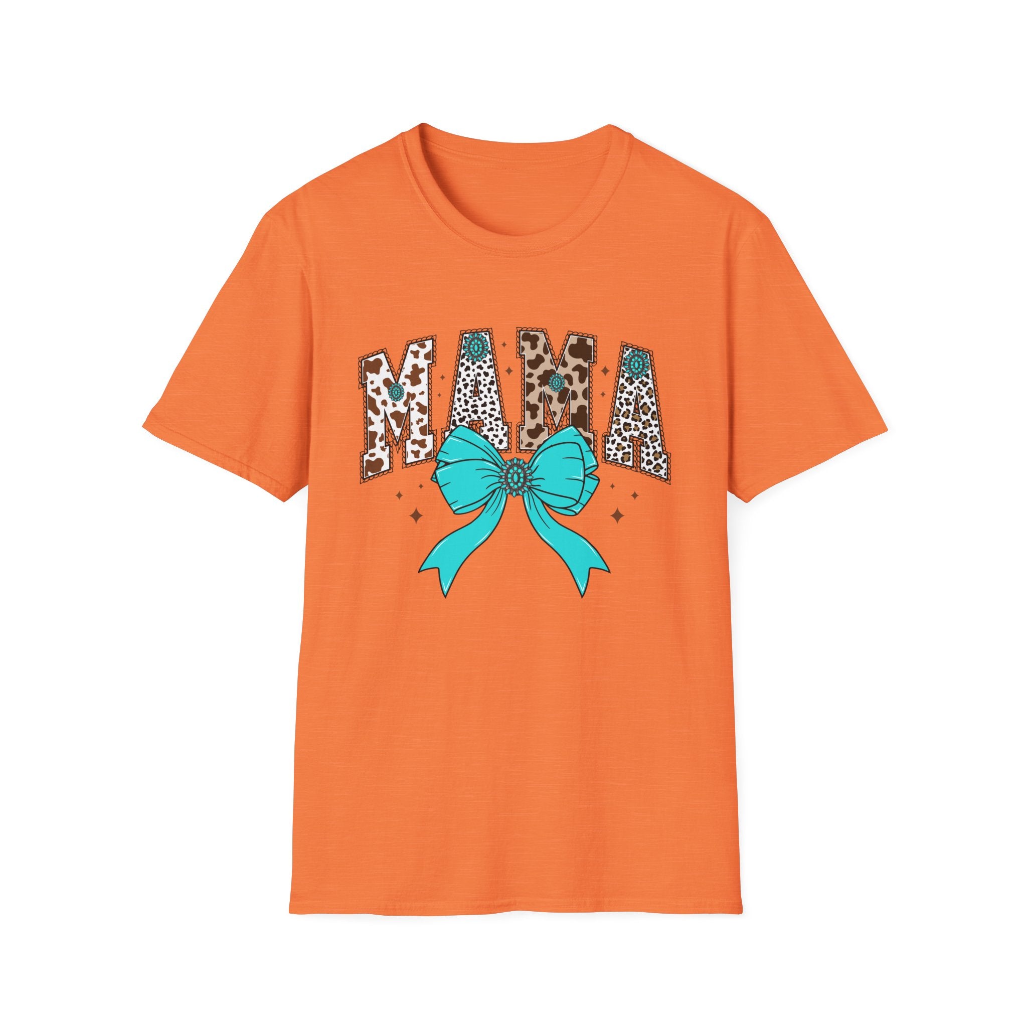 Mama Leopard Print Tee with Teal Bow – Cute Mother's Day Shirt