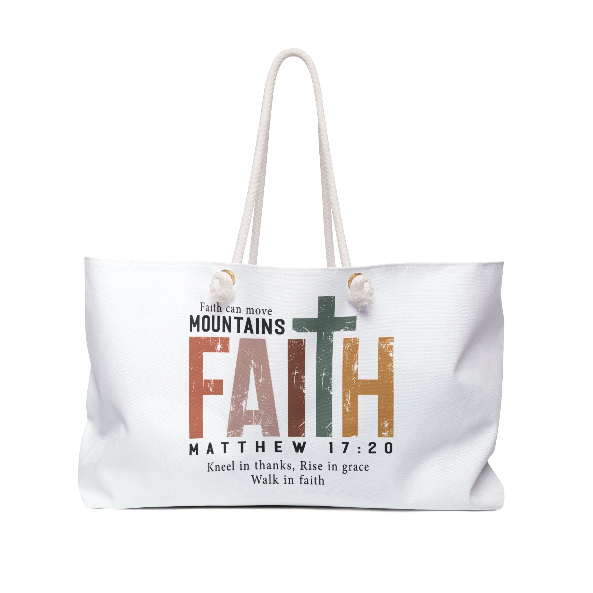 Faith Weekender Bag – "Faith" Matthew 17:20 Christian Travel Tote