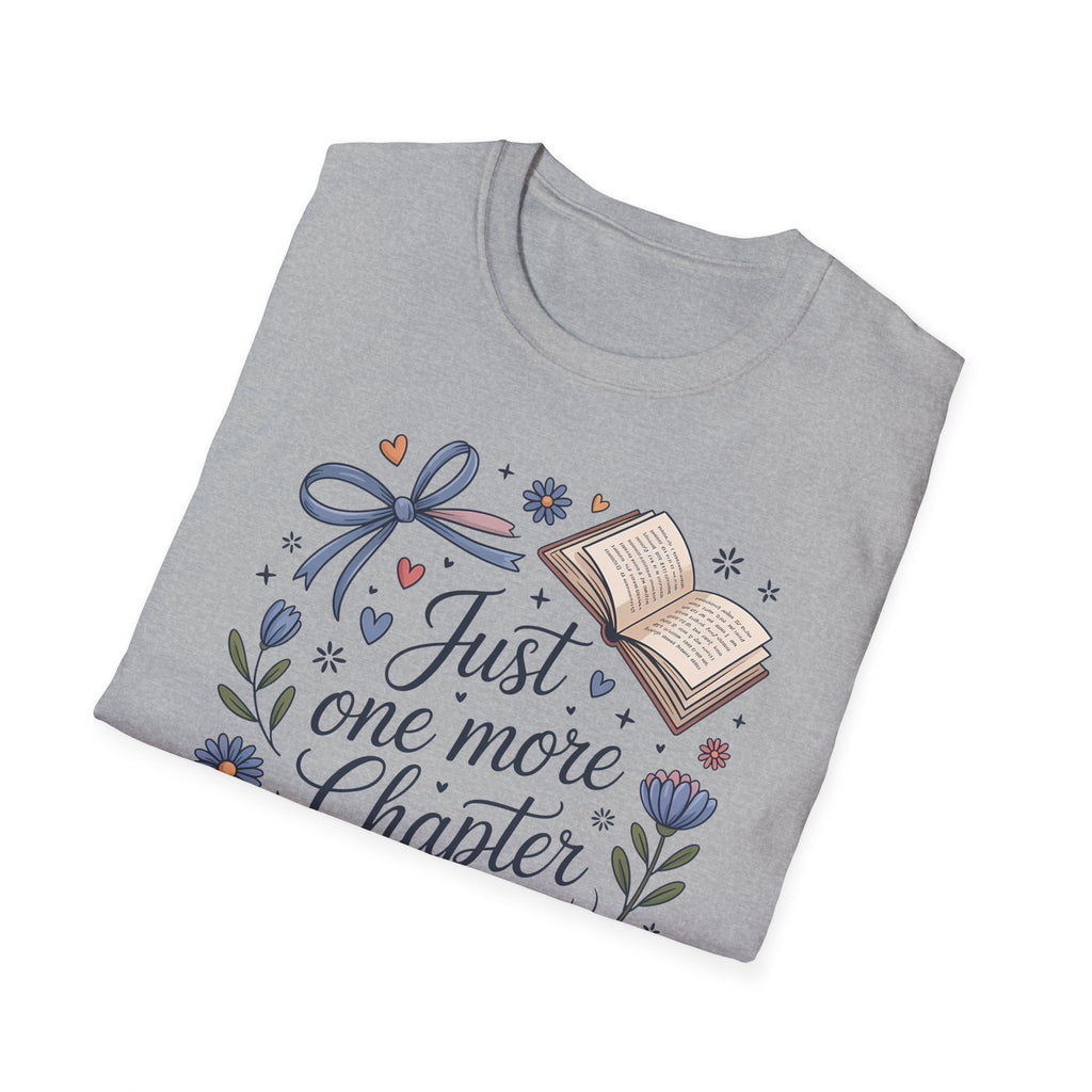 T-Shirt — "Just One More Chapter" Book Lover Tee with Glasses & Coffee