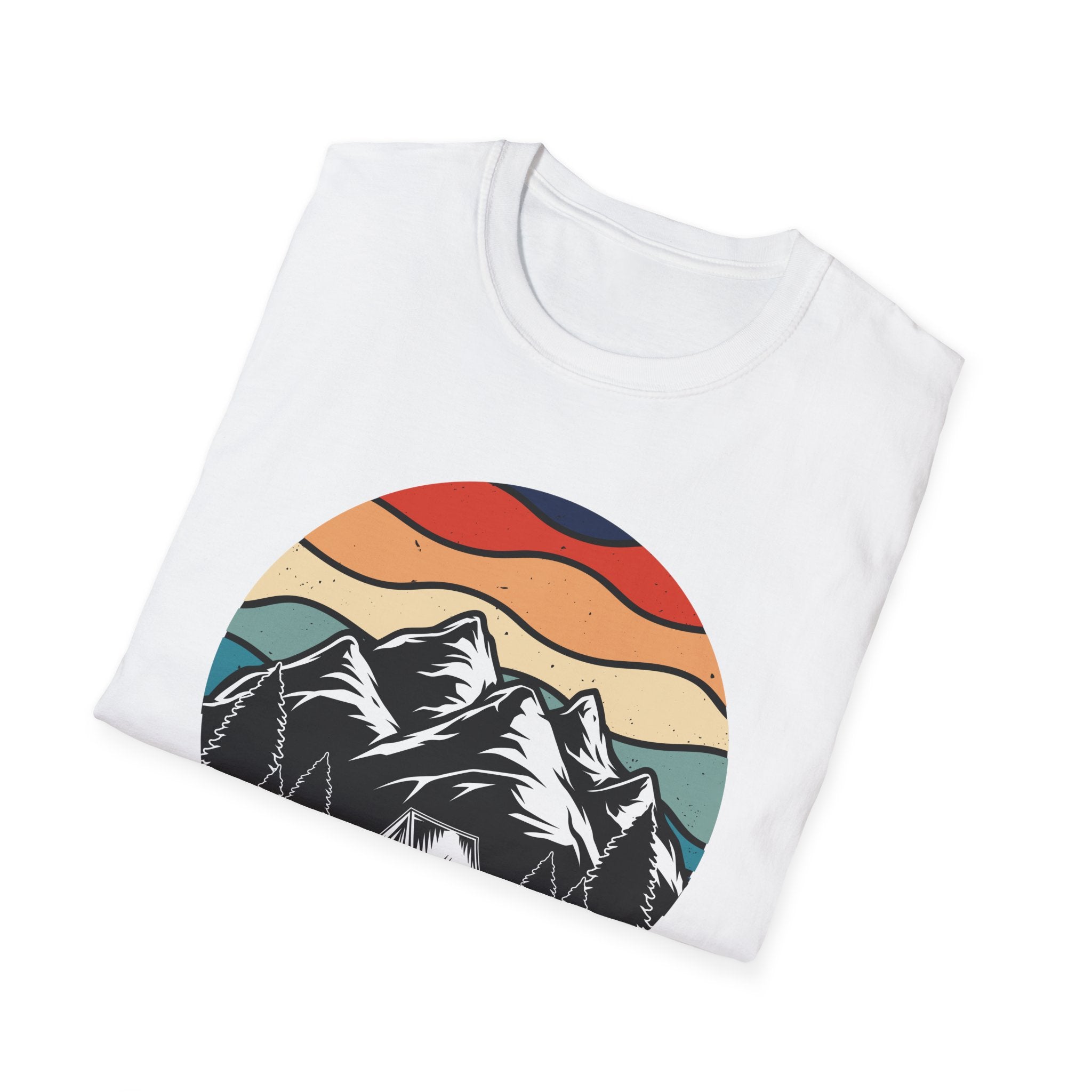 Retro Mountain Graphic T-Shirt — Sunset Camping Wilderness Tee