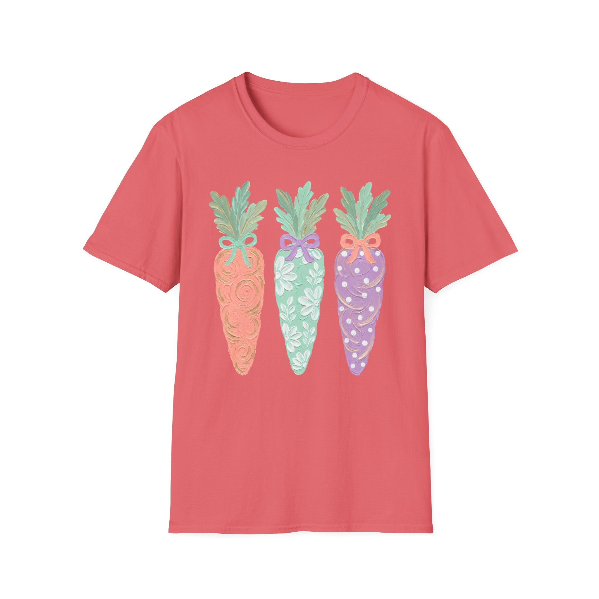 Carrot Trio Graphic T-Shirt — Pastel Floral Easter Tee