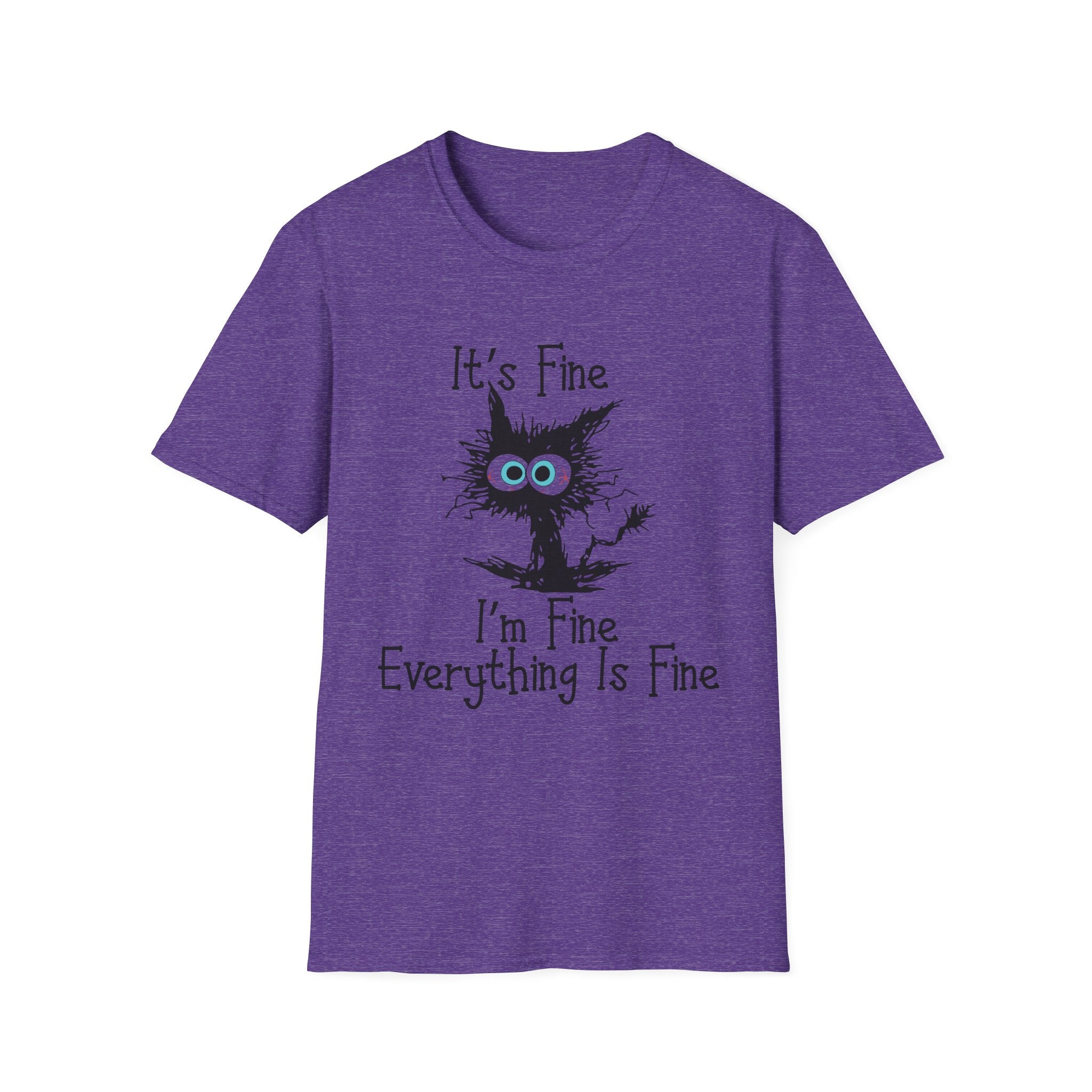 It's Fine Cat T-Shirt — Funny Grunge Cat Graphic Tee ("It's Fine I'm Fine Everything Is Fine")