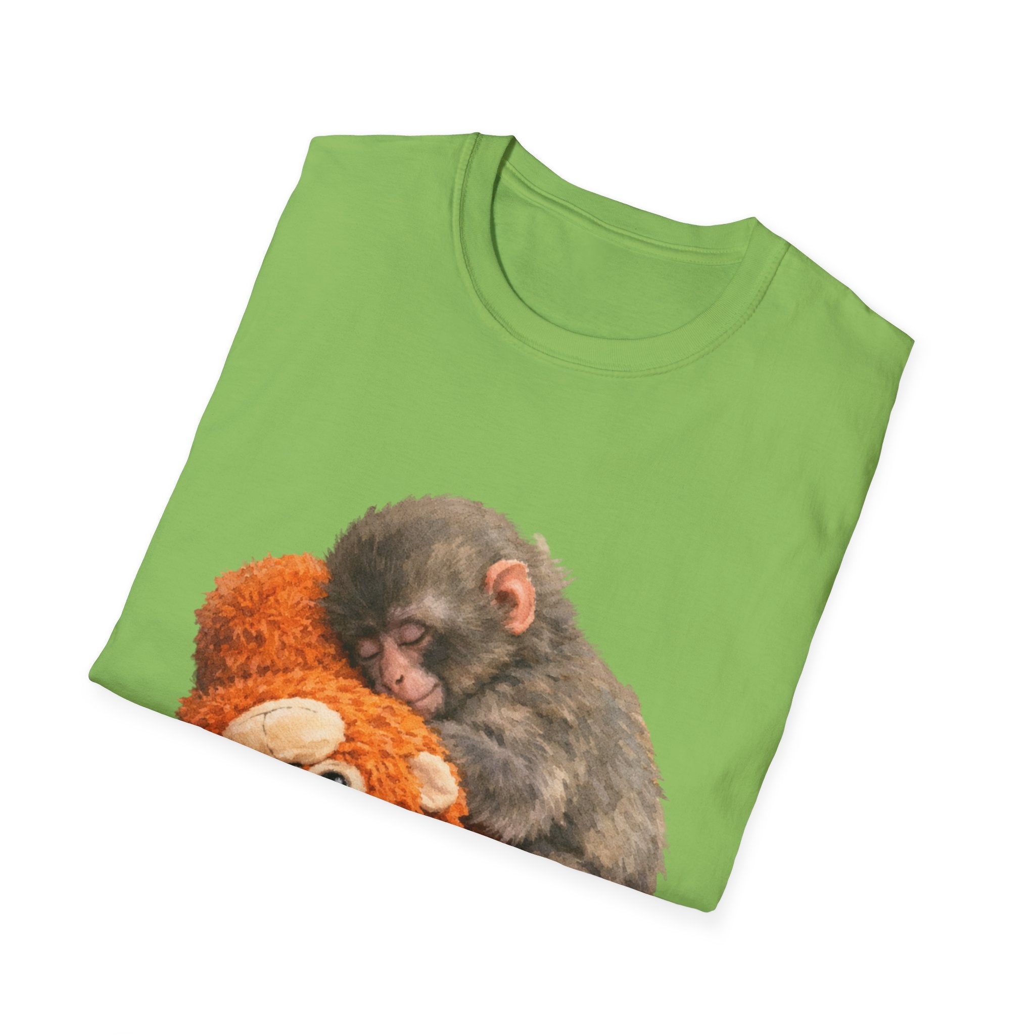 Baby Monkey & Teddy T-Shirt — Cute Sleepy Primate Graphic Tee