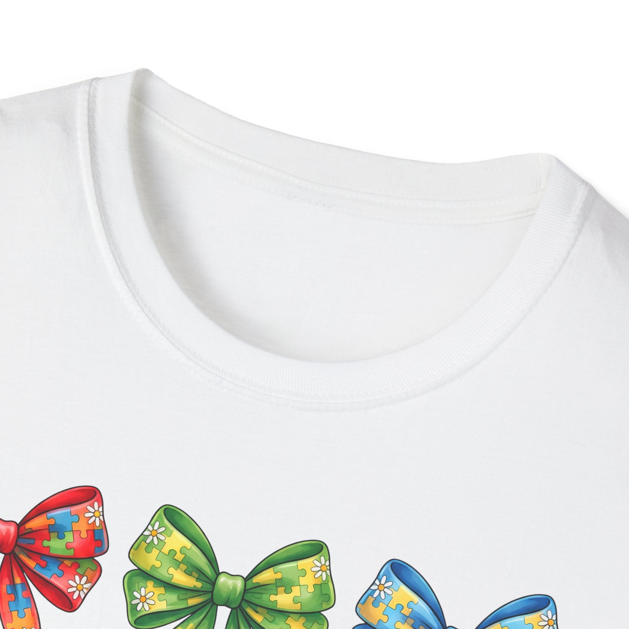 Autism Awareness T-Shirt — "Autism: Accept • Understand • Love" with Colorful Ribbon Bows