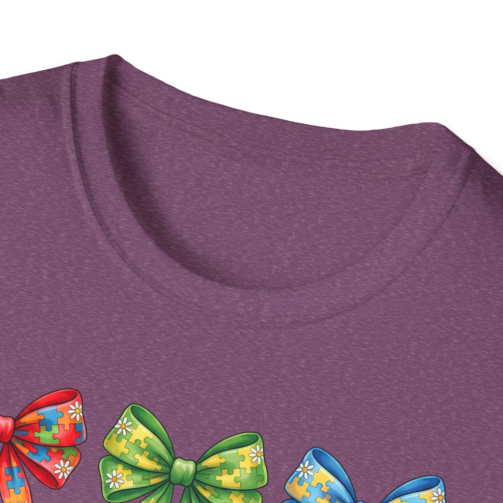 Autism Awareness T-Shirt — "Autism: Accept • Understand • Love" with Colorful Ribbon Bows