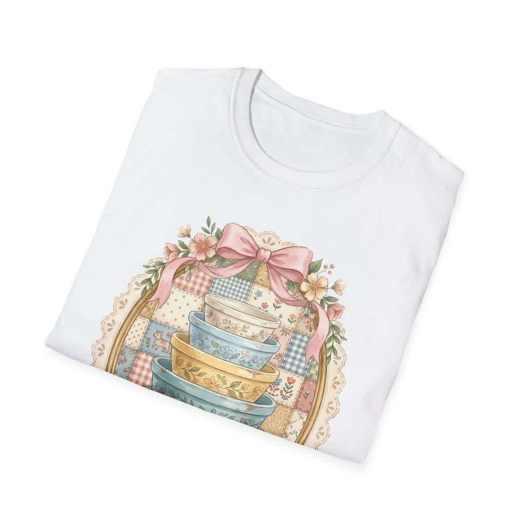 Vintage Mixing Bowls T-Shirt — Shabby Chic Kitchen Stack Graphic Tee
