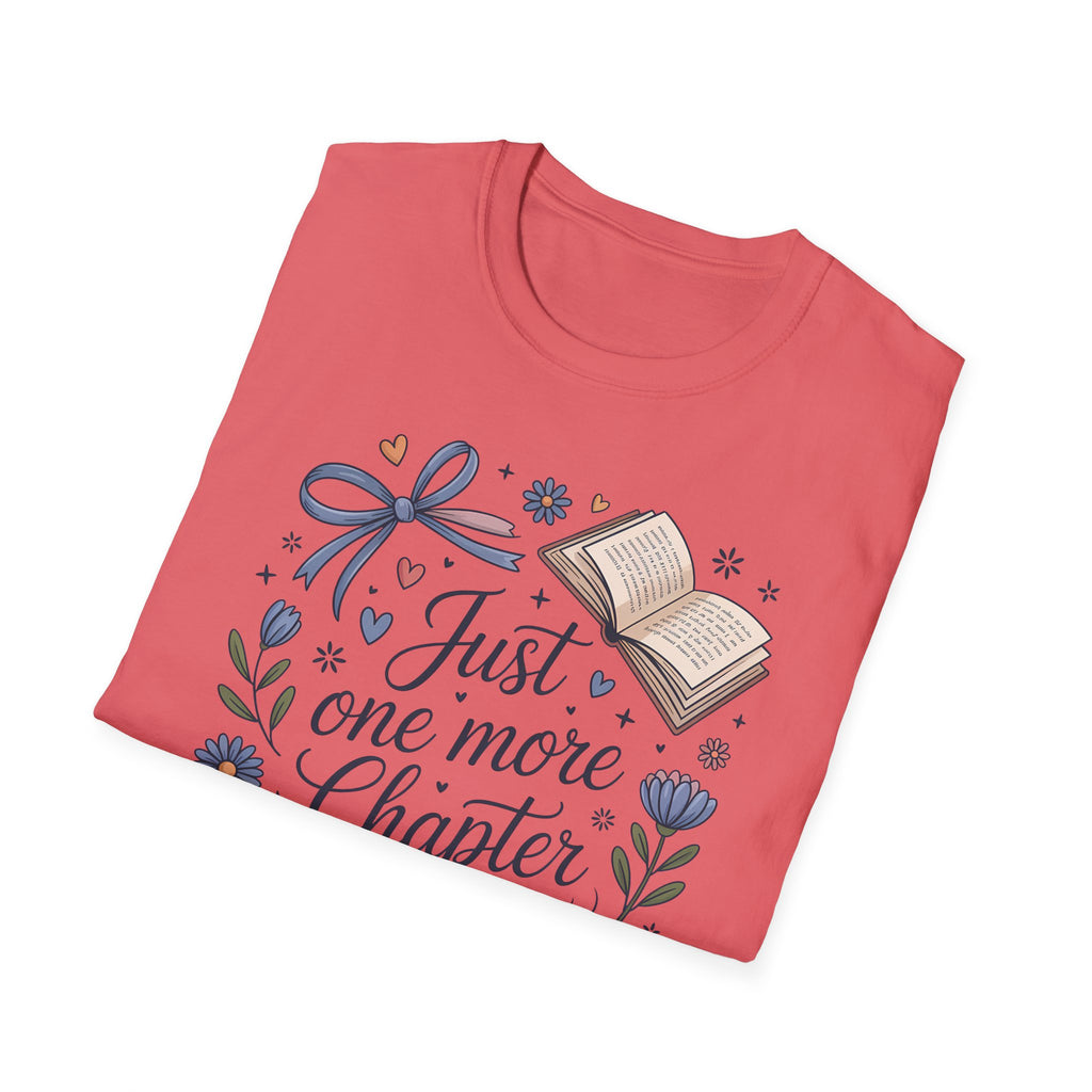 T-Shirt — "Just One More Chapter" Book Lover Tee with Glasses & Coffee
