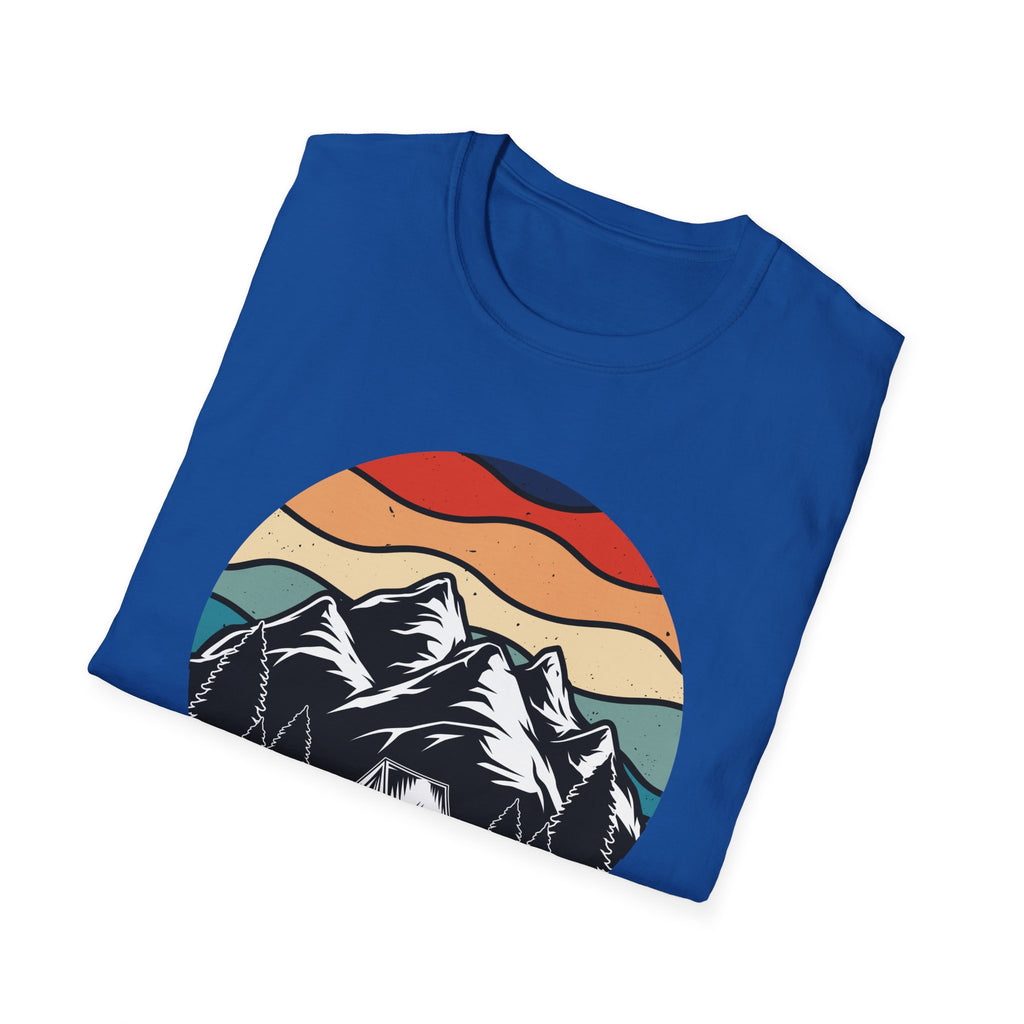 Retro Mountain Graphic T-Shirt — Sunset Camping Wilderness Tee