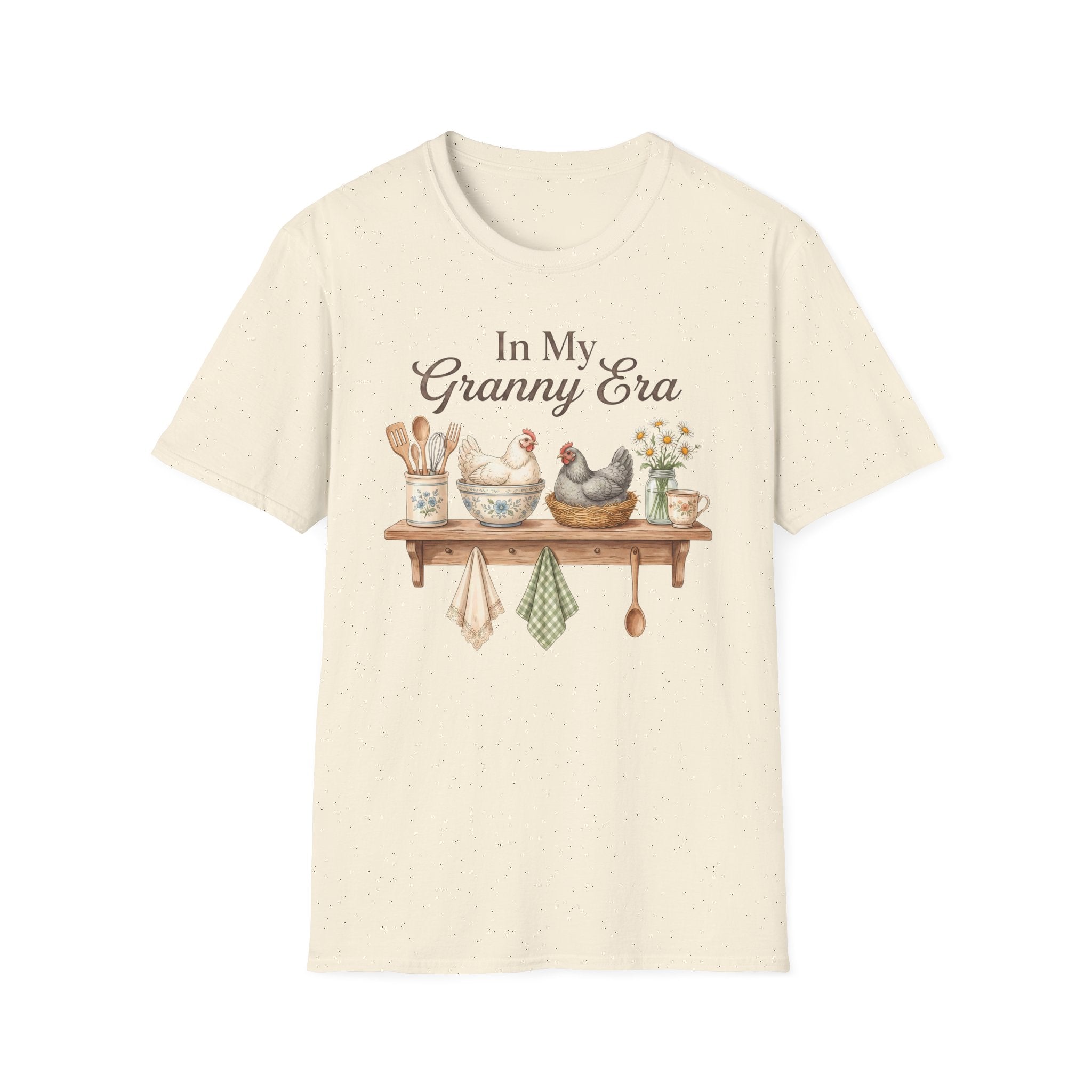 T-Shirt — "In My Granny Era" Vintage Kitchen Chickens Graphic