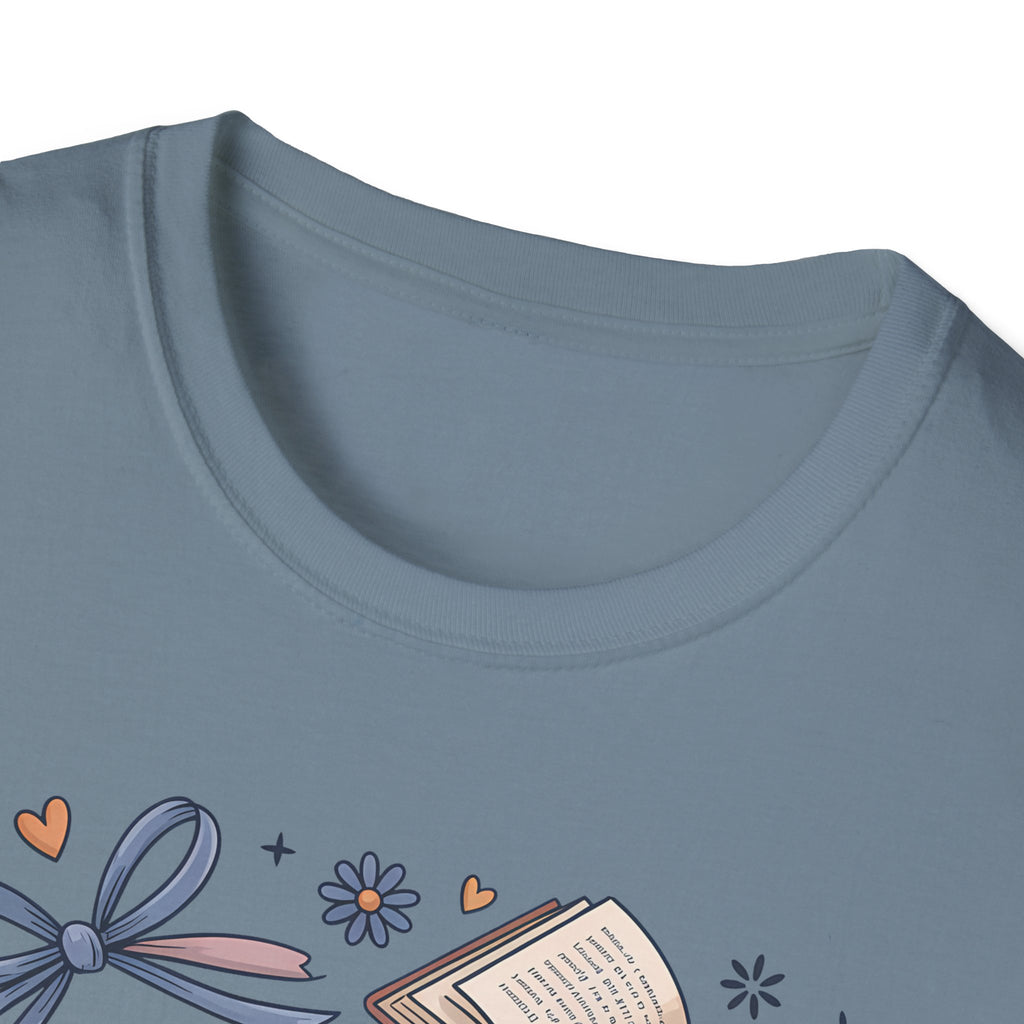 T-Shirt — "Just One More Chapter" Book Lover Tee with Glasses & Coffee