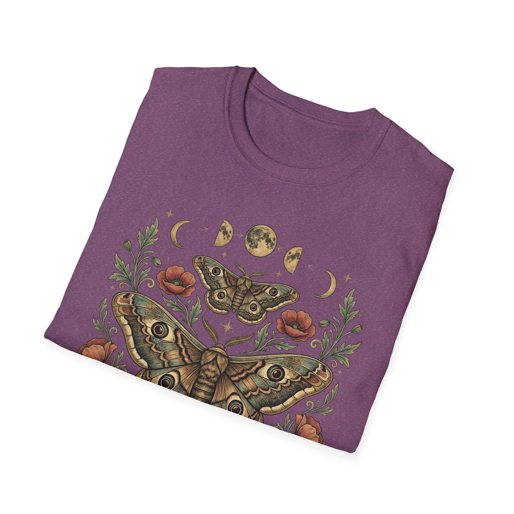 Moth & Moon Botanical T-Shirt — Vintage Poppy Moth Graphic Tee