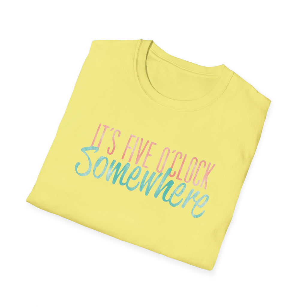 T-Shirt: "It’s Five O’Clock Somewhere" Pastel Vacation Tee