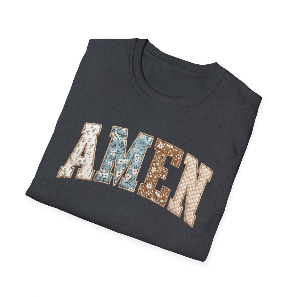 Amen Floral T-Shirt — Vintage Patchwork Faith Tee