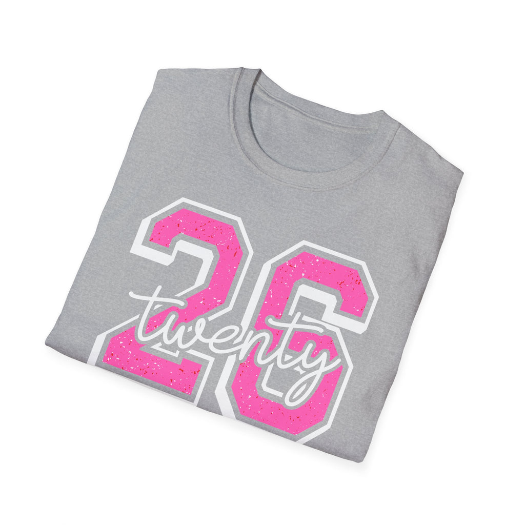 Senior Class of 26 T-Shirt — "twenty 26" Pink Varsity Senior Tee