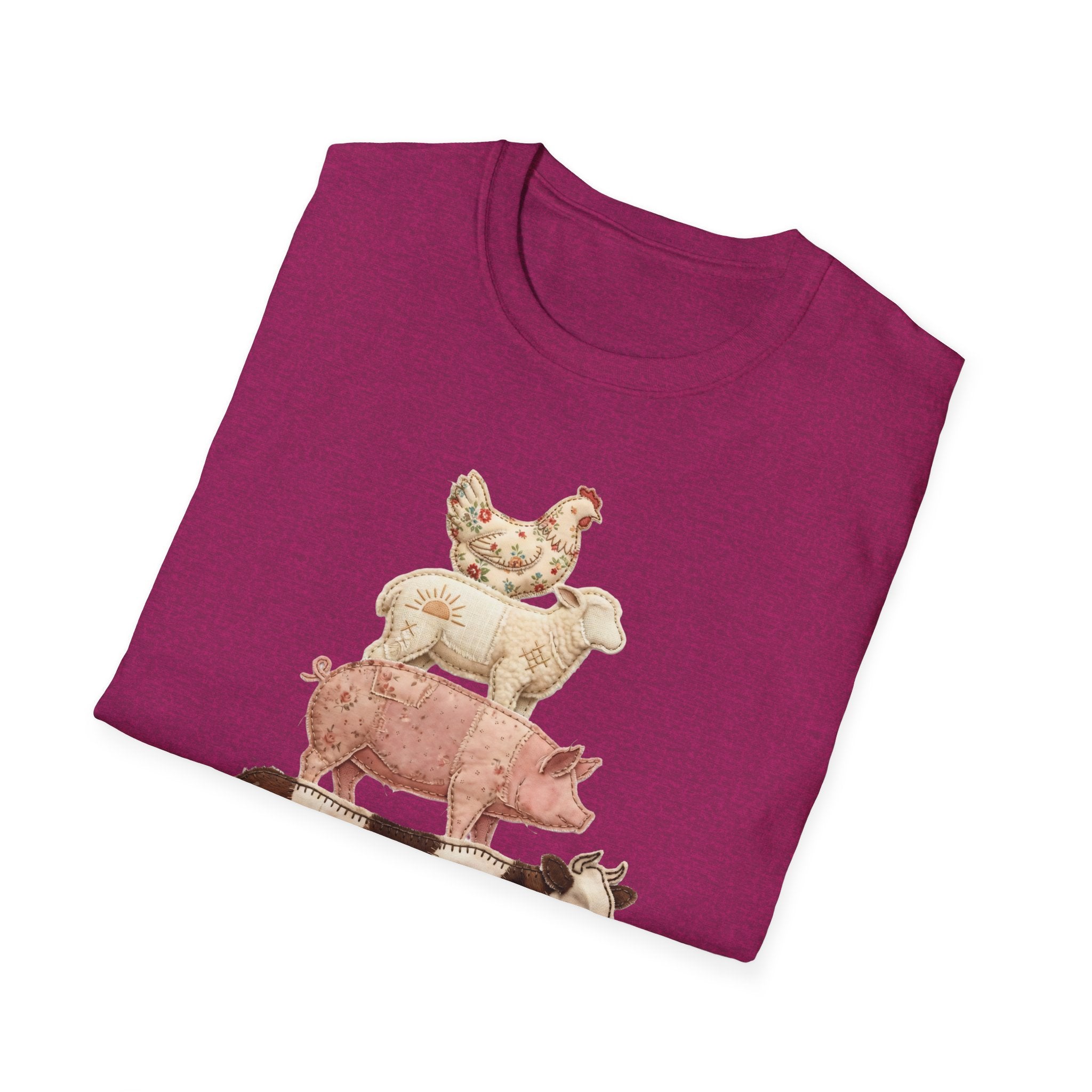 Farm Animal Stack T-Shirt — Vintage Cow, Pig, Sheep & Chicken Graphic Tee