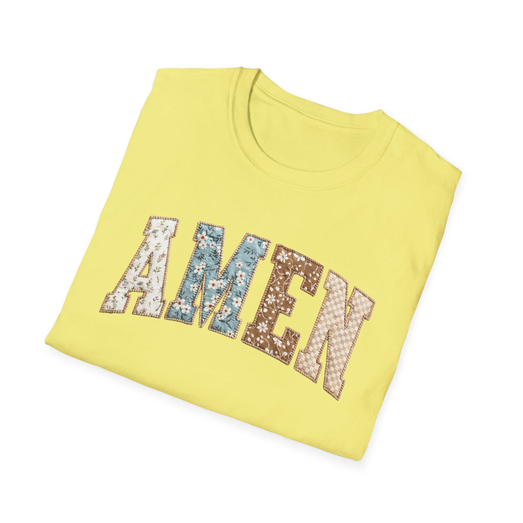 Amen Floral T-Shirt — Vintage Patchwork Faith Tee