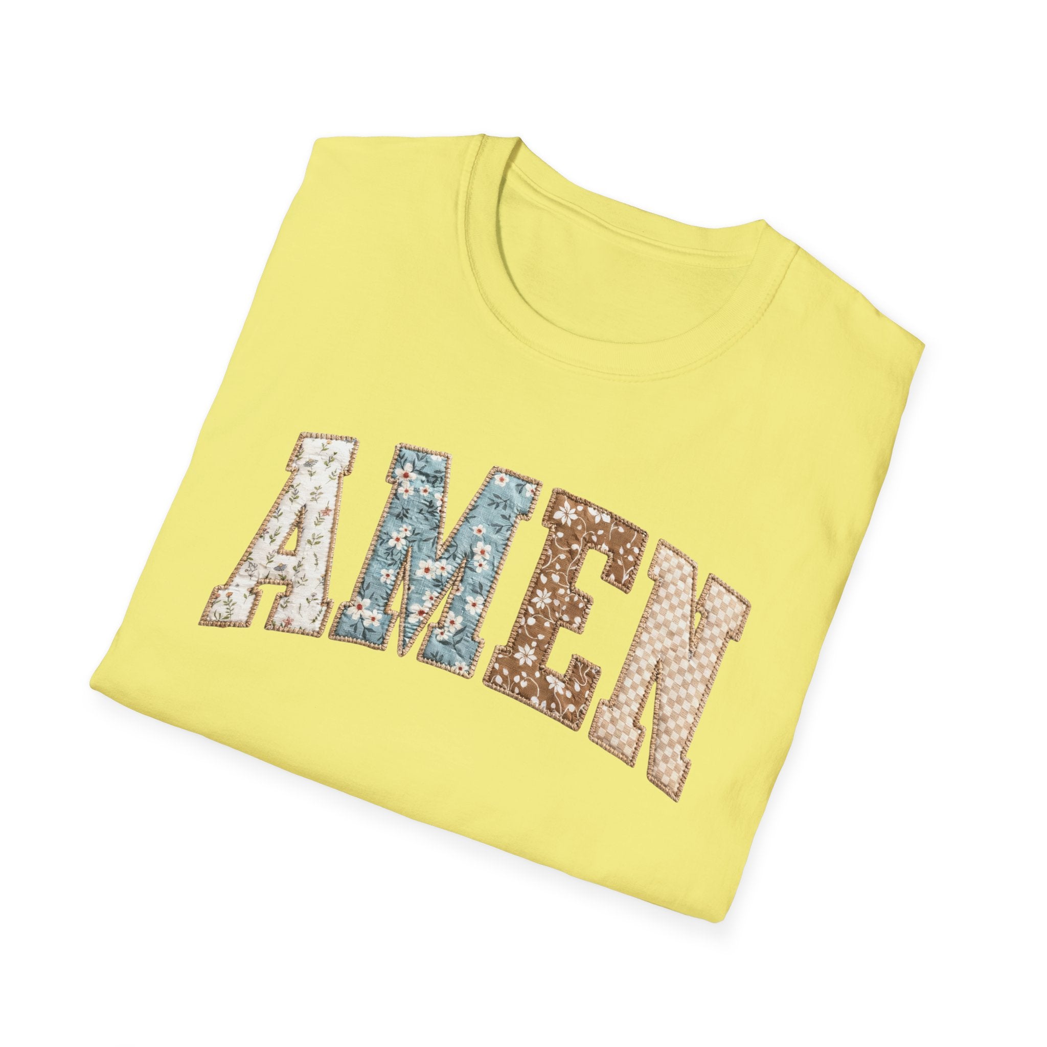 Amen Floral T-Shirt — Vintage Patchwork Faith Tee