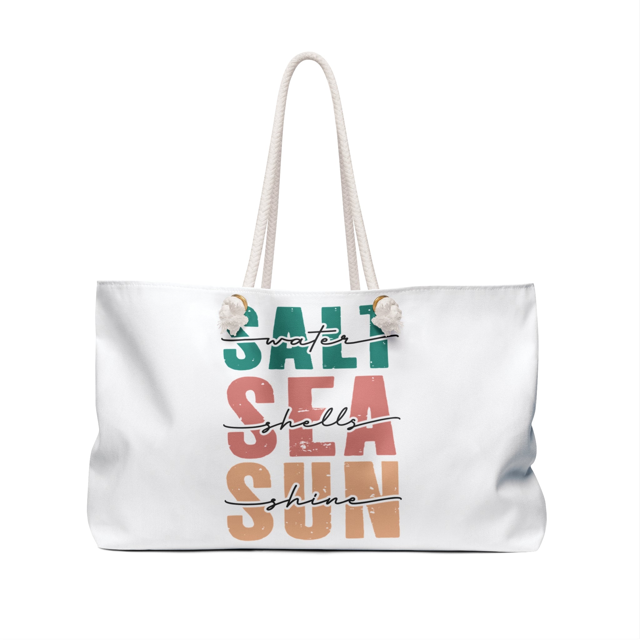 Sea Salt & Sun Weekender Bag — Beach Tote with 'Salt Sea Sun' Design
