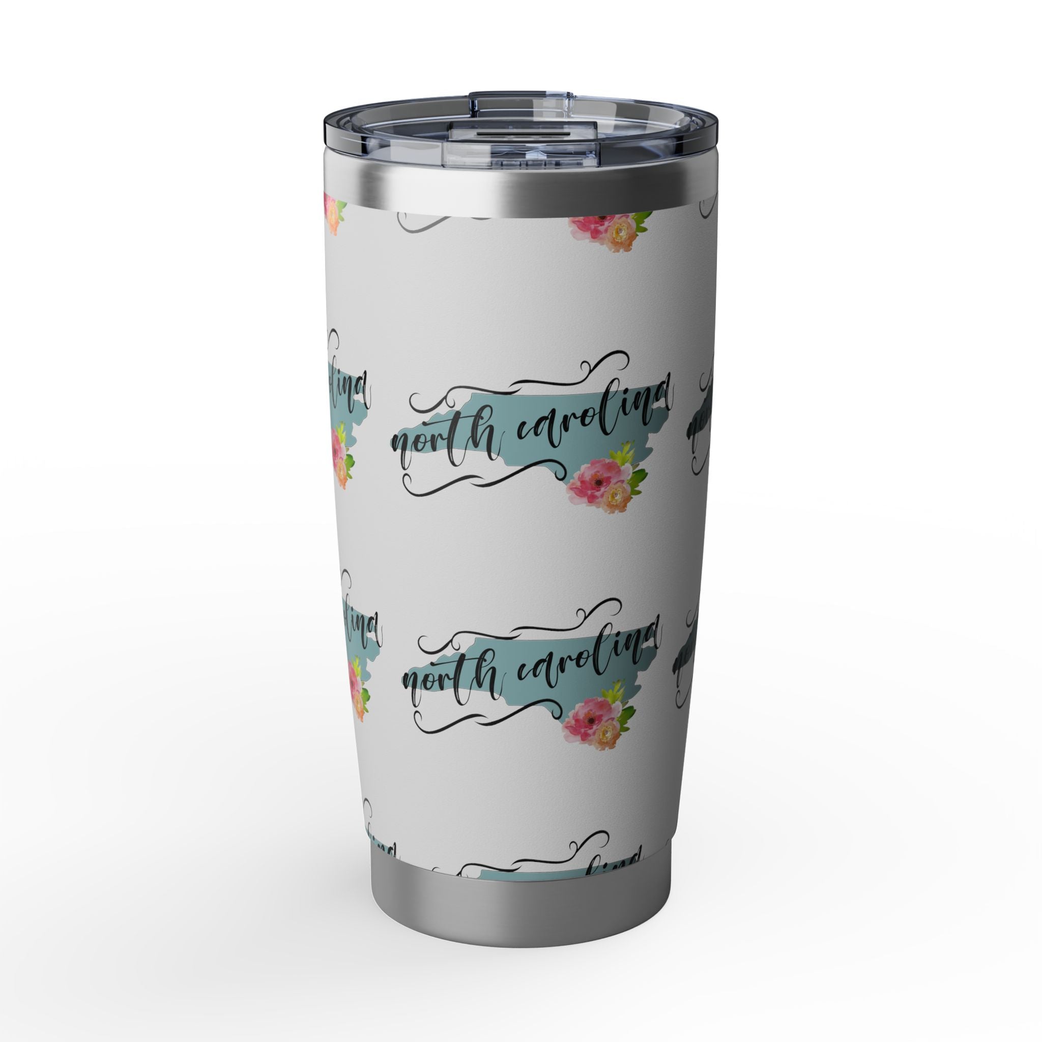 North Carolina Floral Travel Tumbler — 20oz Insulated Stainless Cup