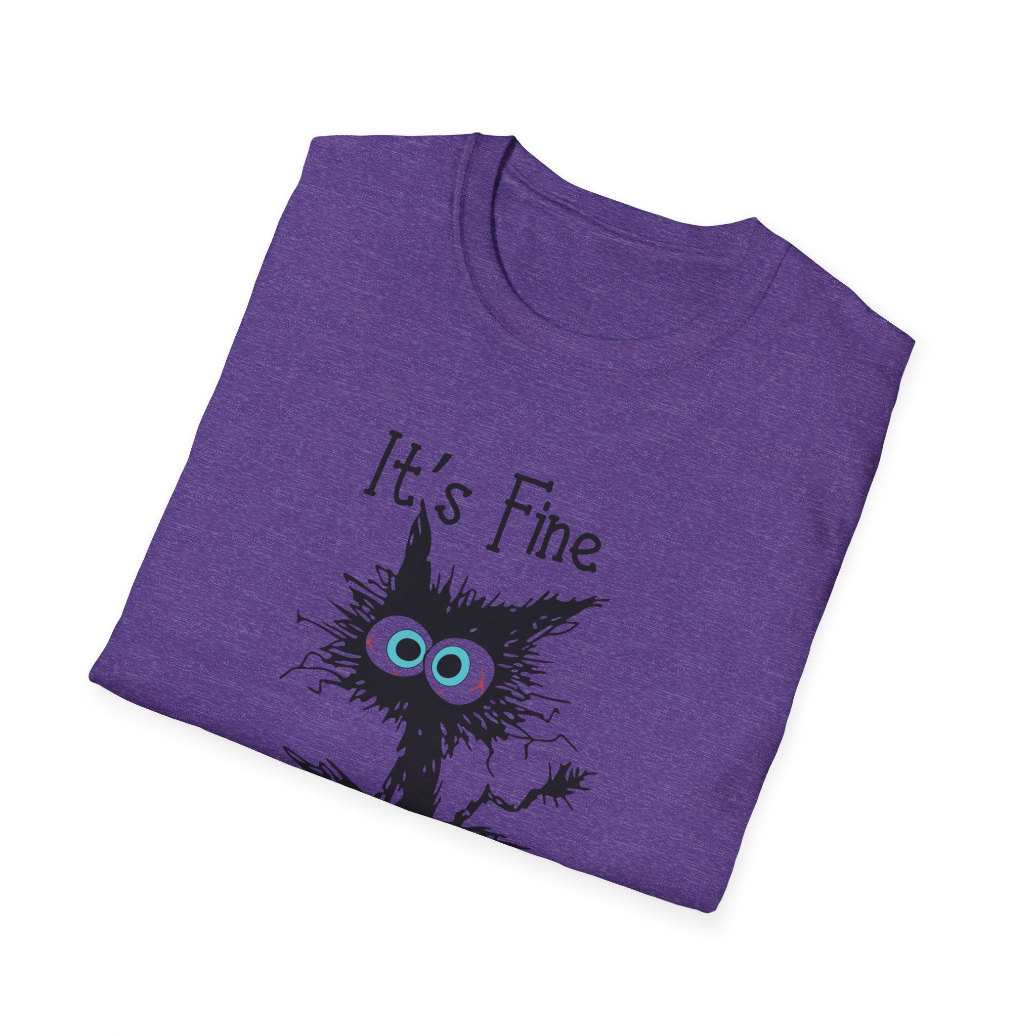 It's Fine Cat T-Shirt — Funny Grunge Cat Graphic Tee ("It's Fine I'm Fine Everything Is Fine")
