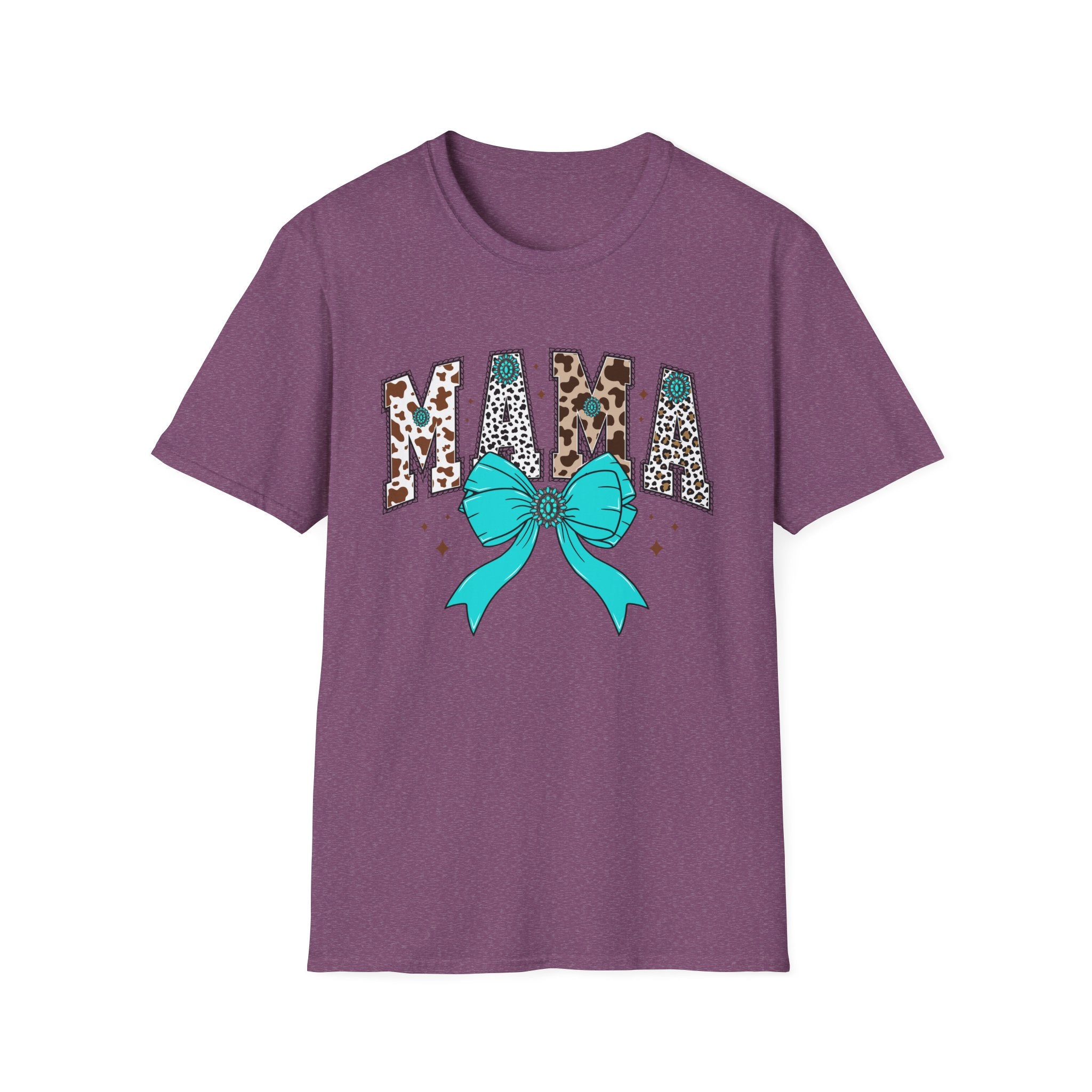 Mama Leopard Print Tee with Teal Bow – Cute Mother's Day Shirt
