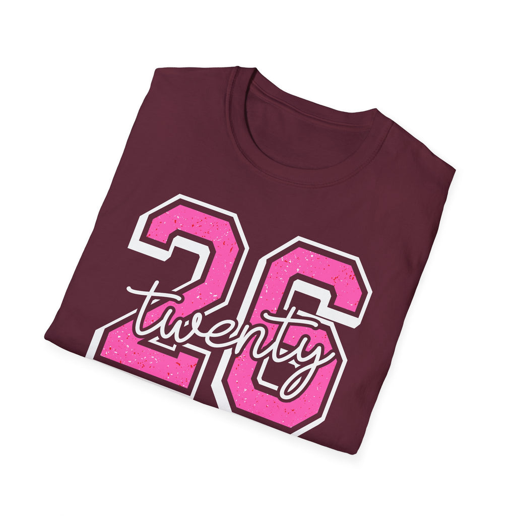 Senior Class of 26 T-Shirt — "twenty 26" Pink Varsity Senior Tee