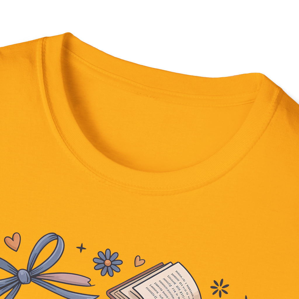 T-Shirt — "Just One More Chapter" Book Lover Tee with Glasses & Coffee